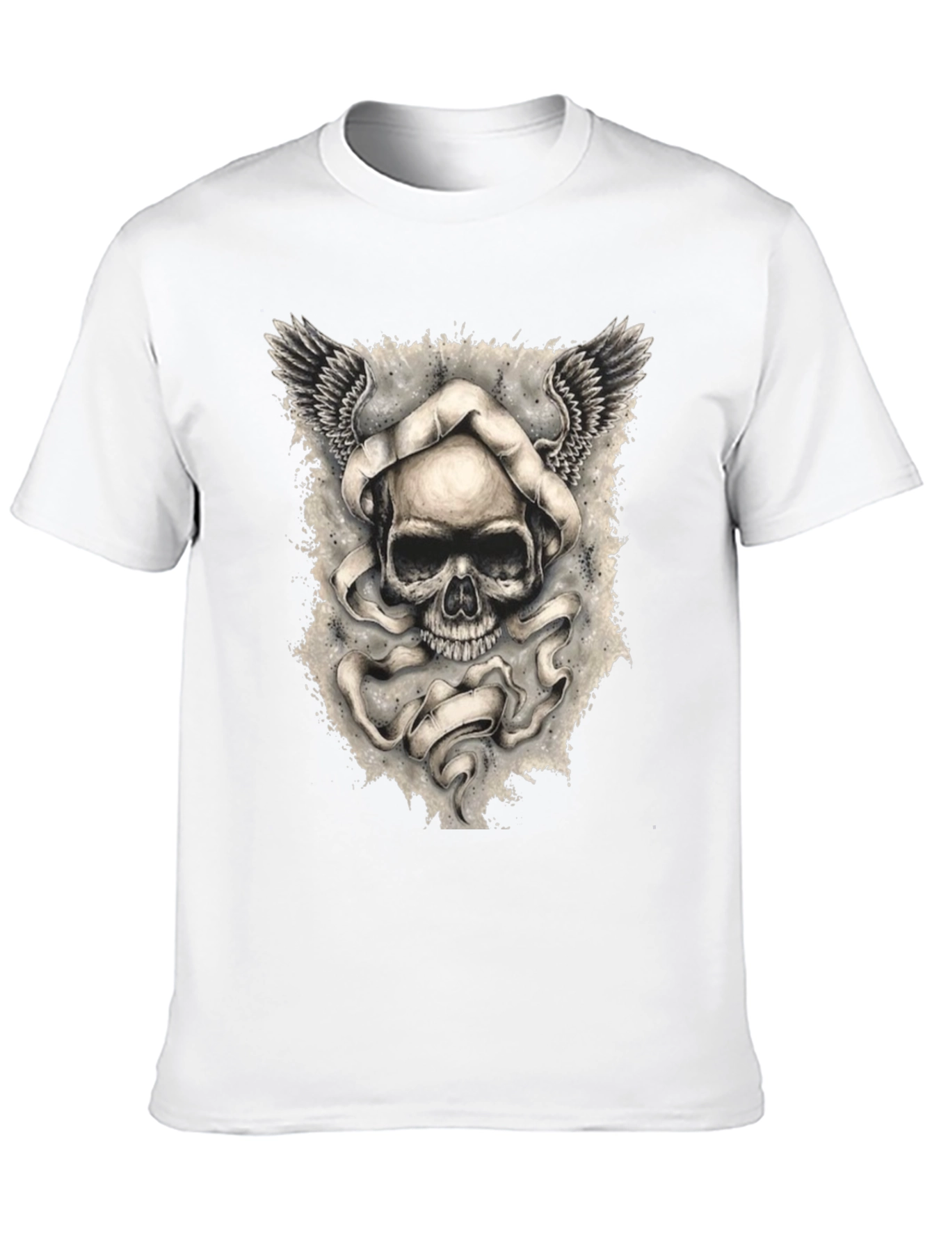 Skull with Wings Graphic Print Mens T-Shirt