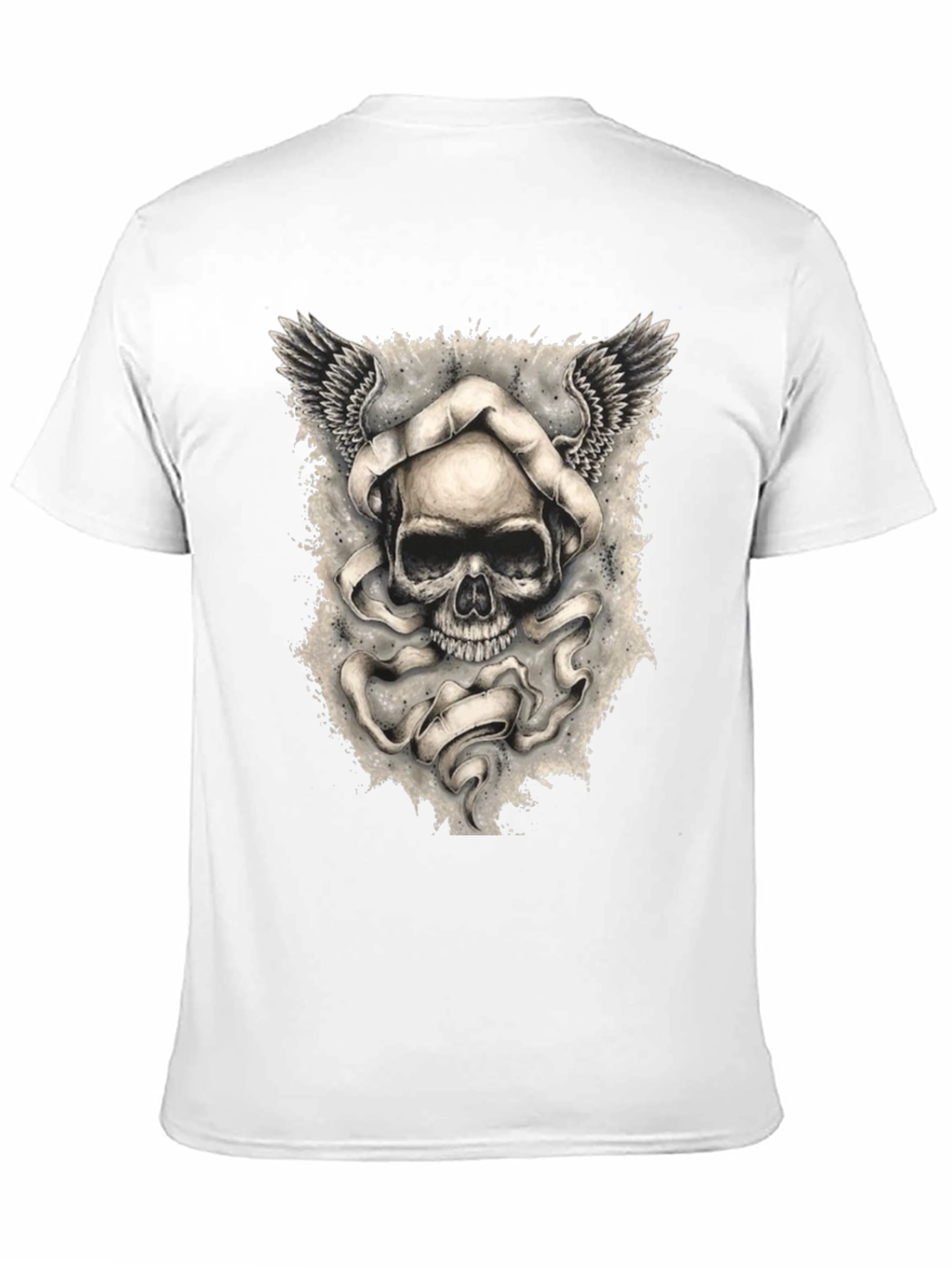 Skull with Wings Graphic Print Mens T-Shirt