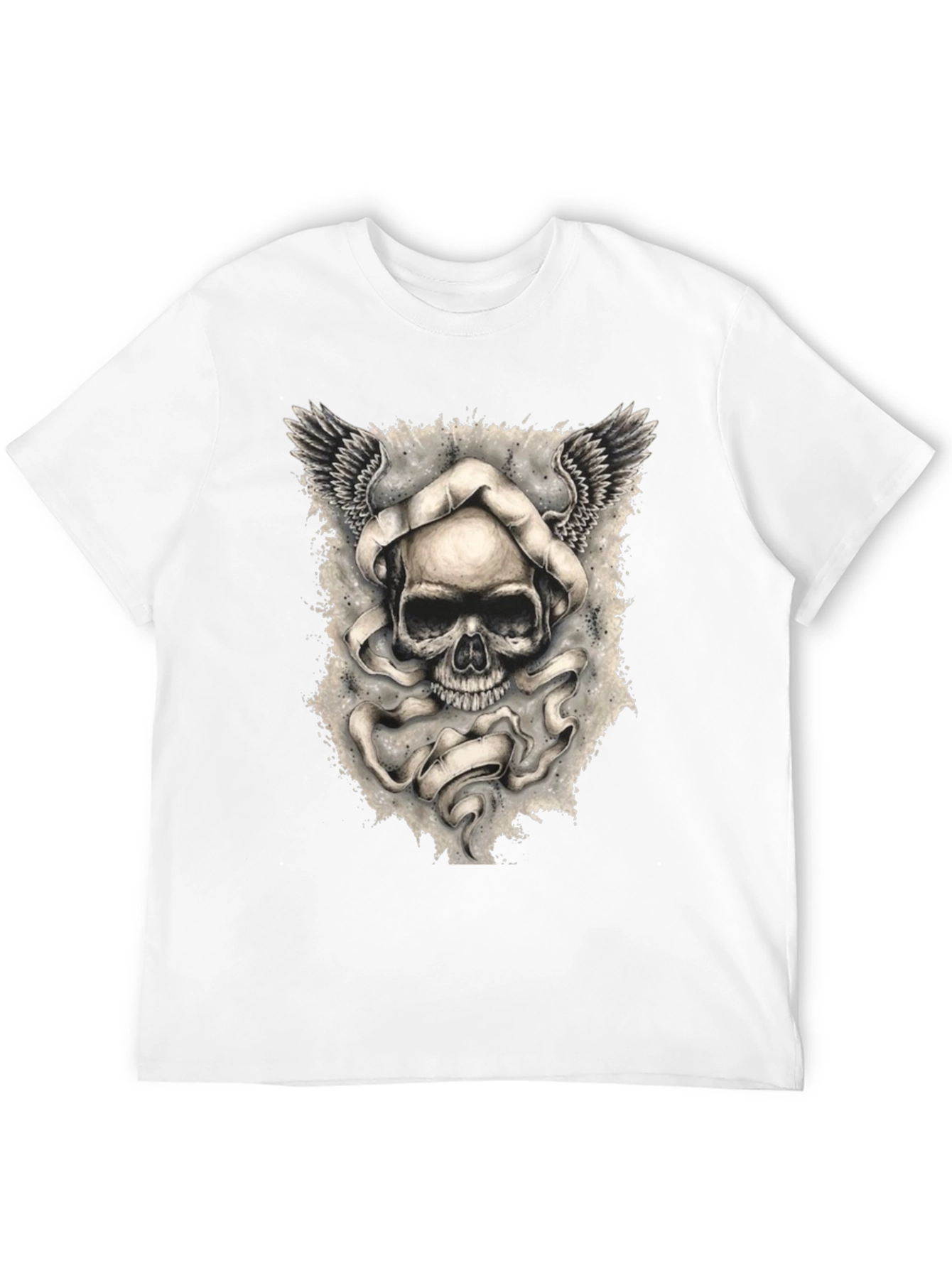 Skull with Wings Graphic Print Mens T-Shirt
