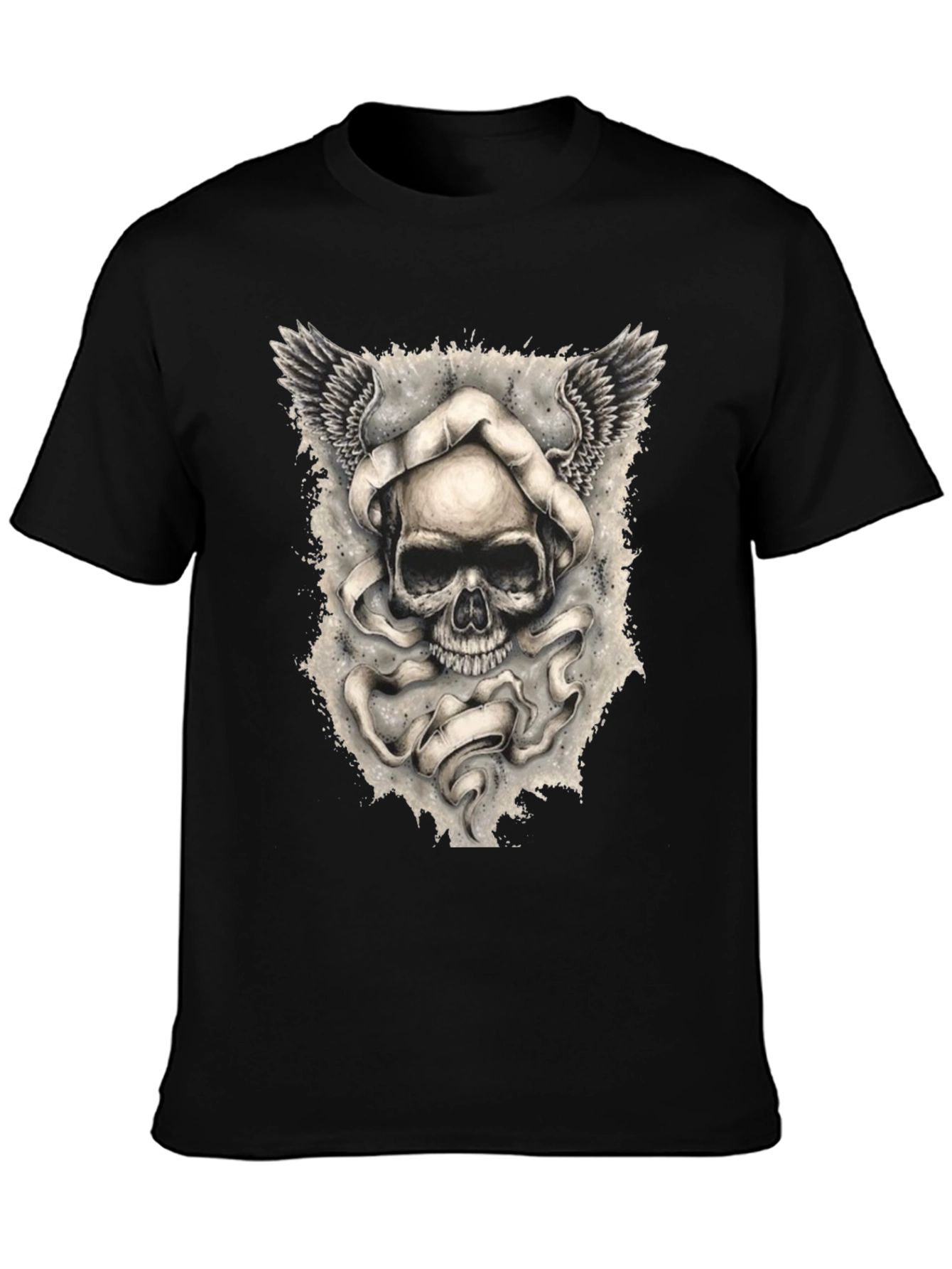 Skull with Wings Graphic Print Mens T-Shirt