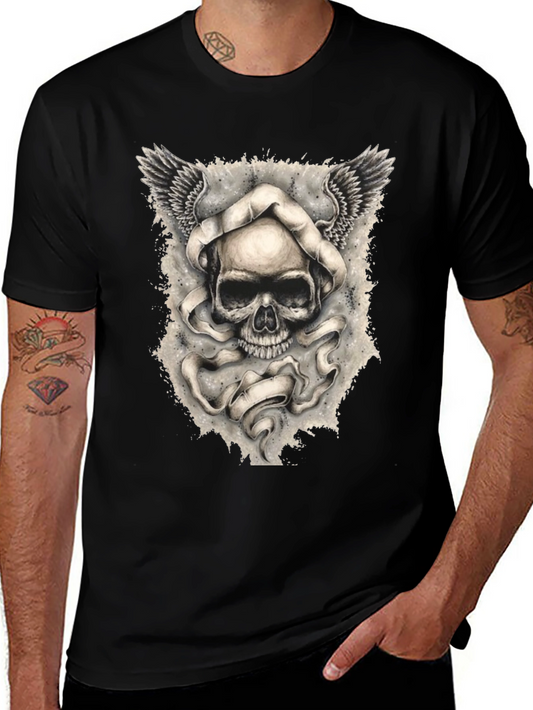 Skull with Wings Graphic Print Mens T-Shirt