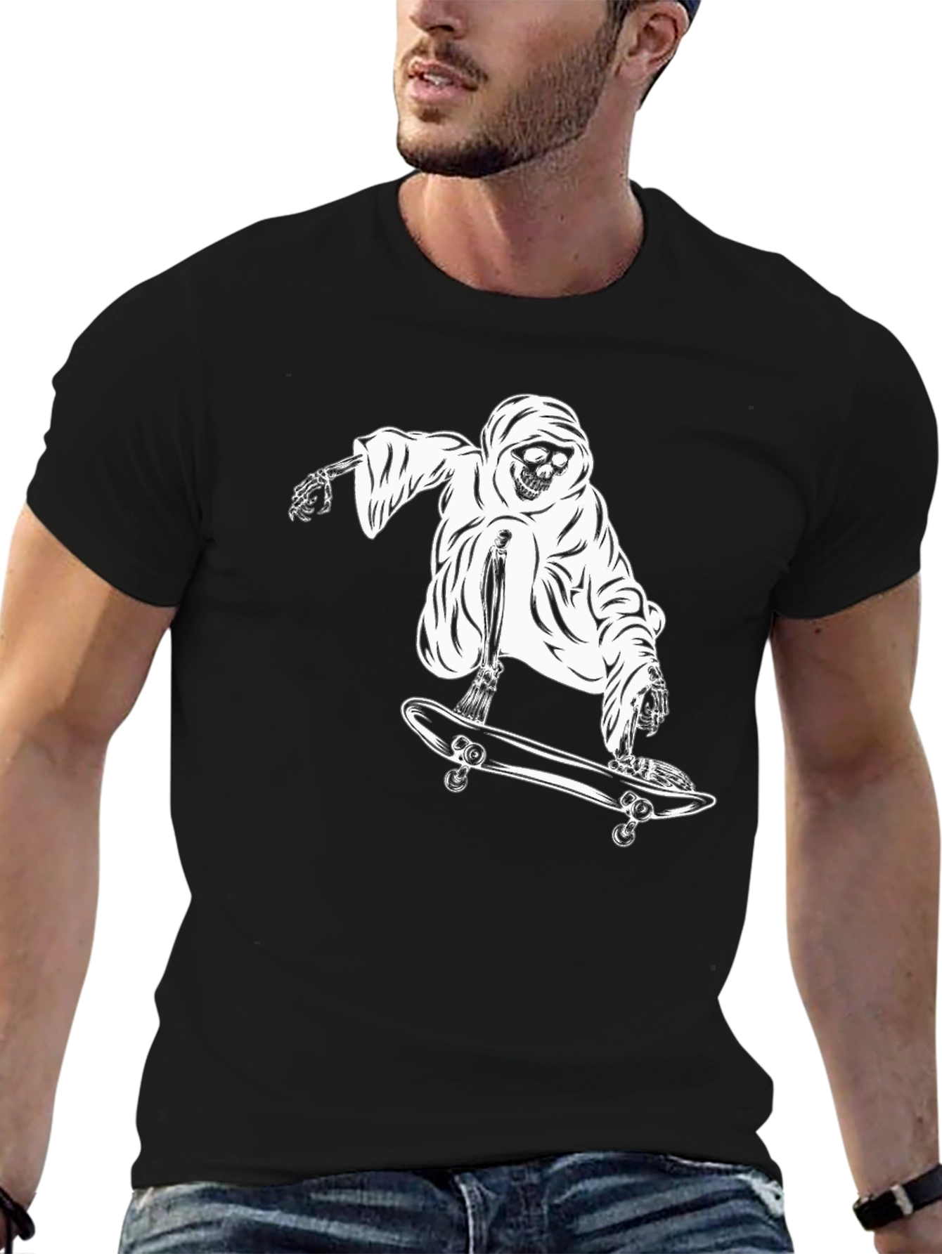 Grim Reaper Skateboard Graphic T-Shirt