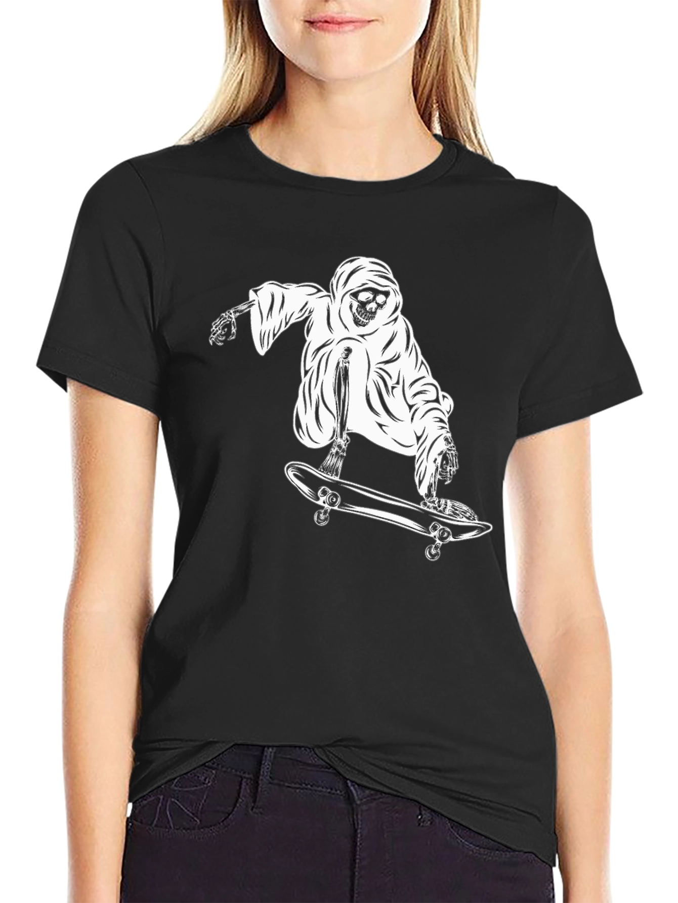 Grim Reaper Skateboard Graphic T-Shirt