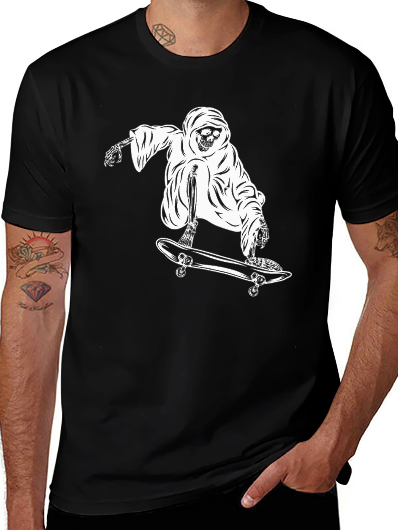 Grim Reaper Skateboard Graphic T-Shirt