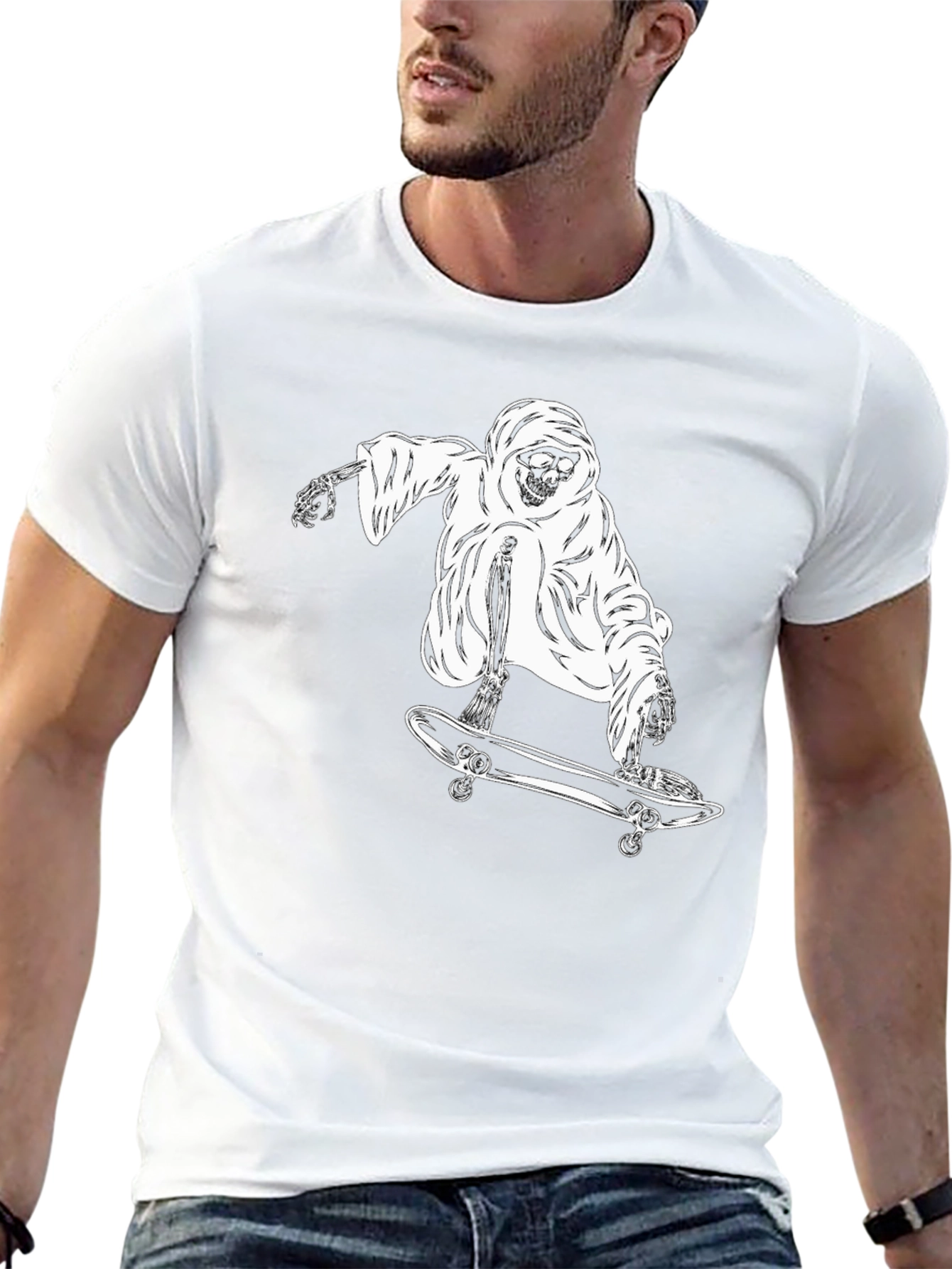 Grim Reaper Skateboard Graphic T-Shirt