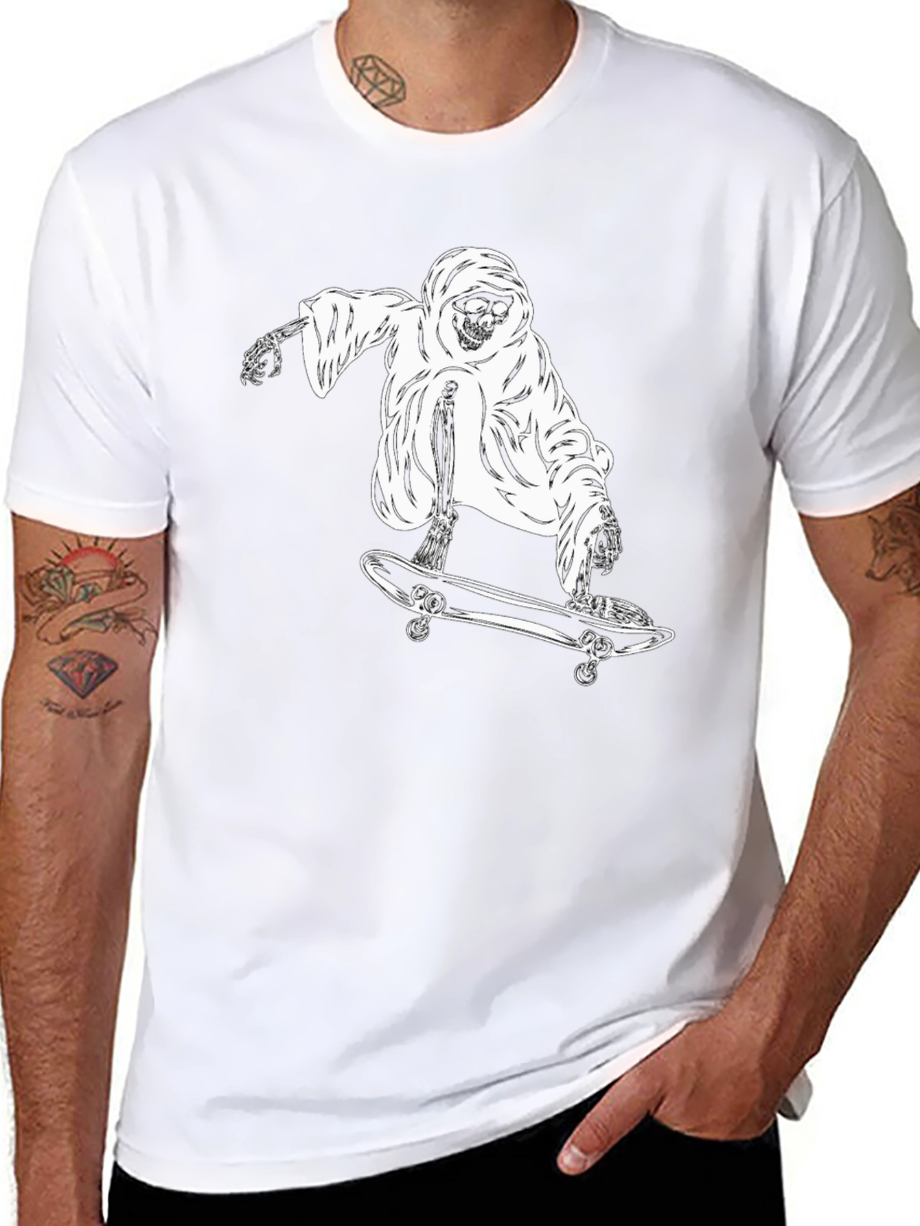 Grim Reaper Skateboard Graphic T-Shirt