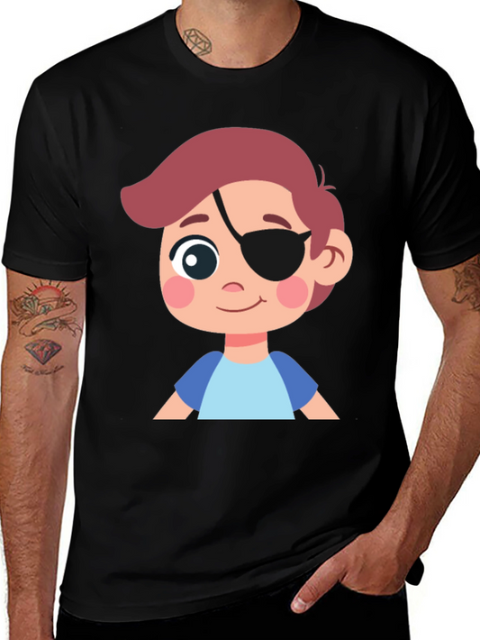 Boys Pirate Patch T-Shirt - Black Cotton Tee