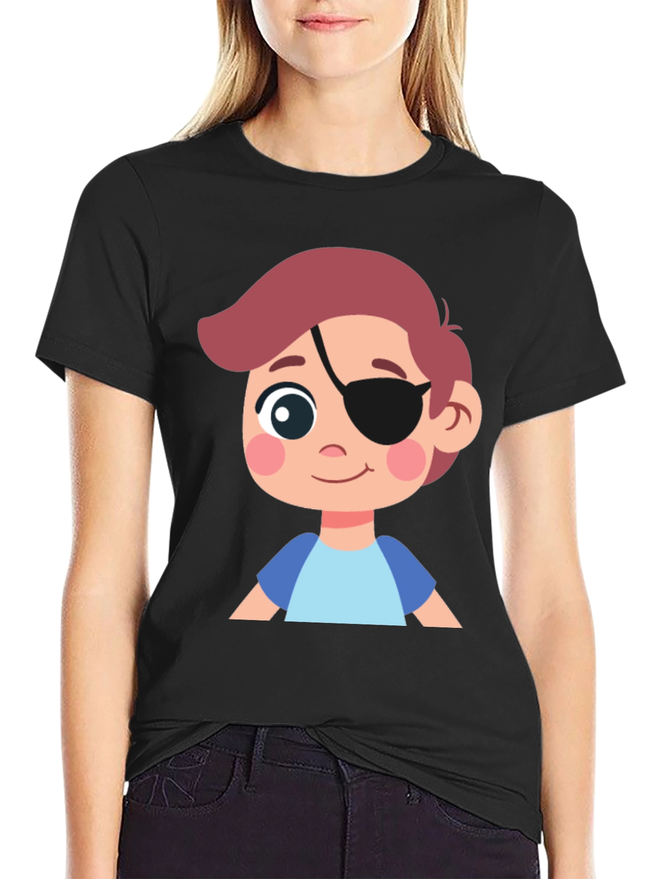 Boys Pirate Patch T-Shirt - Black Cotton Tee