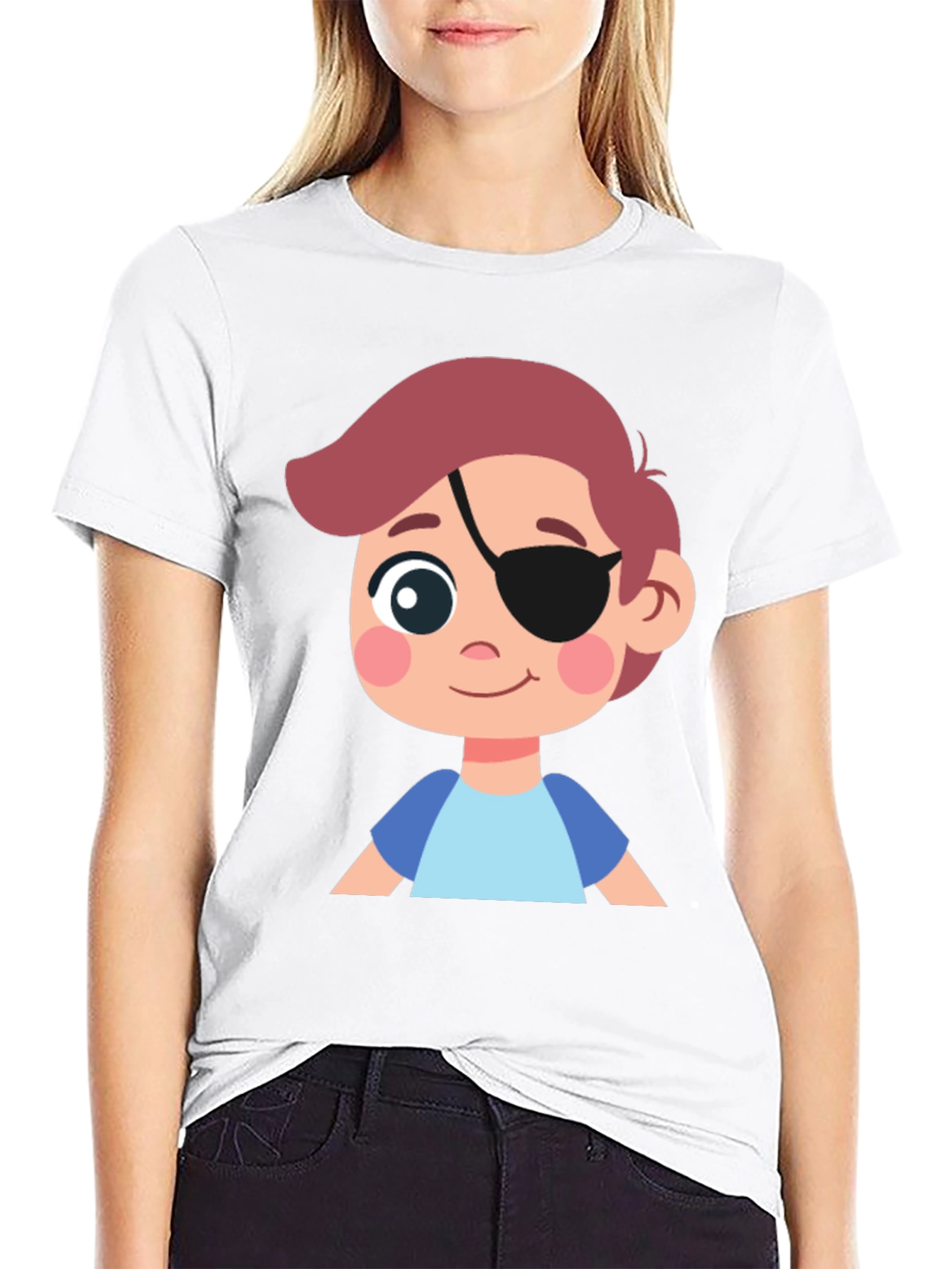 Boys Pirate Patch T-Shirt - Black Cotton Tee