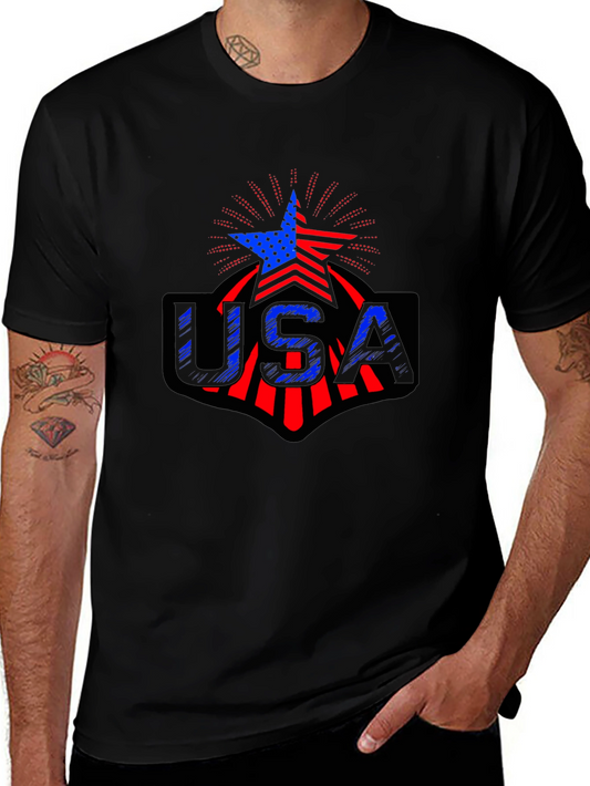 USA Patriotic Star T-Shirt - Red White & Blue