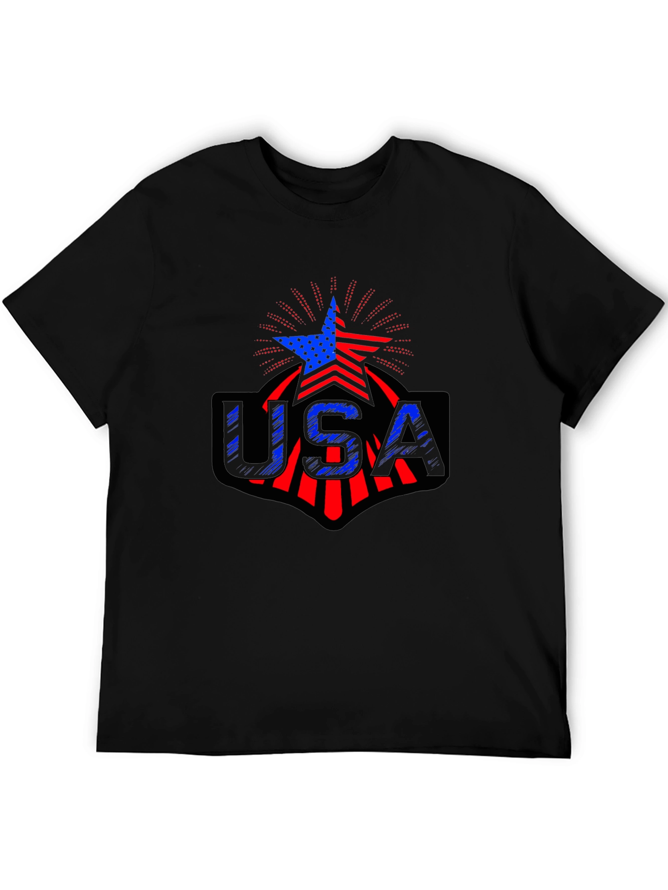 USA Patriotic Star T-Shirt - Red White & Blue