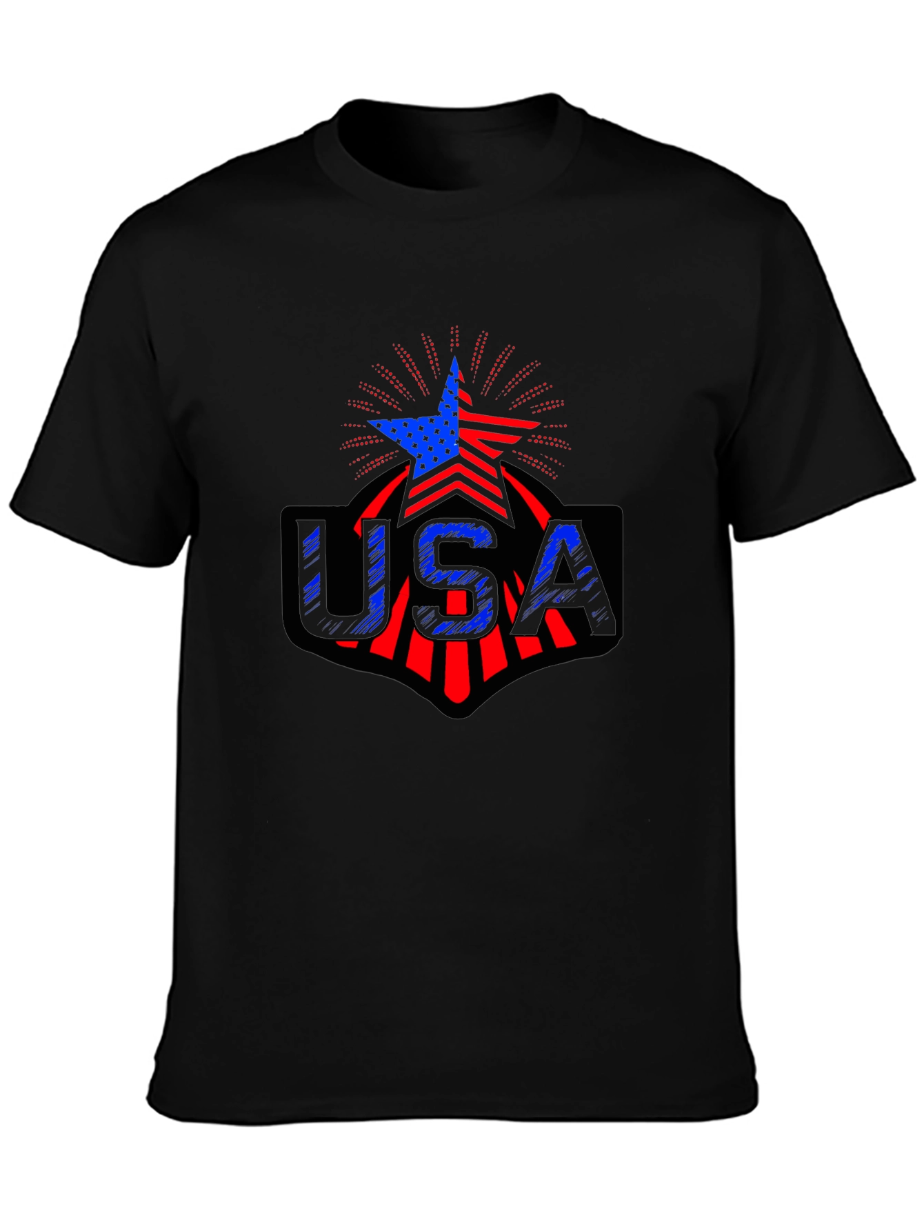 USA Patriotic Star T-Shirt - Red White & Blue