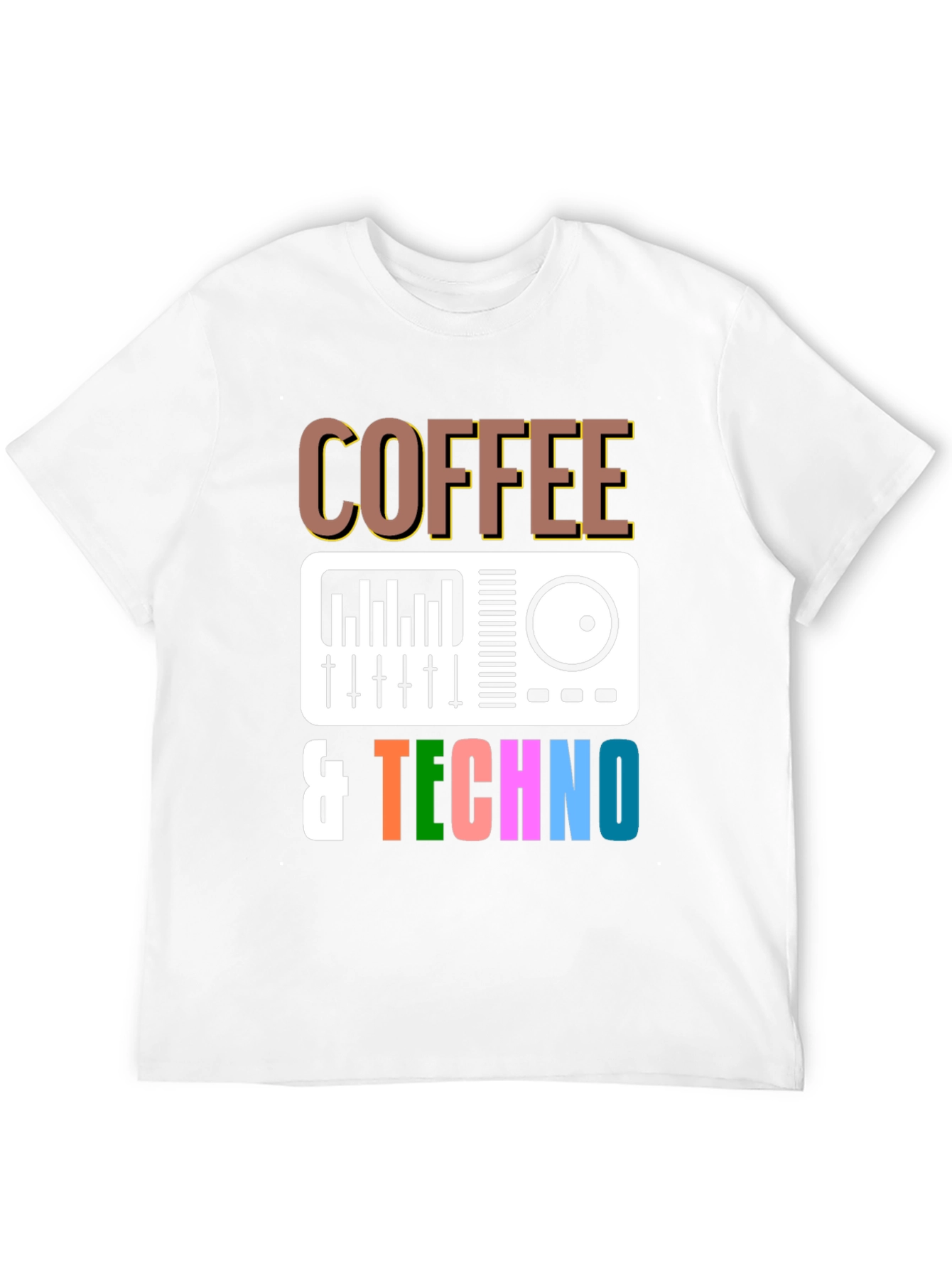 Coffee & Techno Graphic T-Shirt - DJ Mixer Design