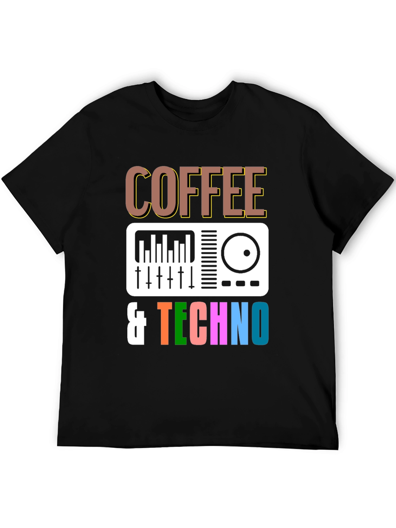 Coffee & Techno Graphic T-Shirt - DJ Mixer Design