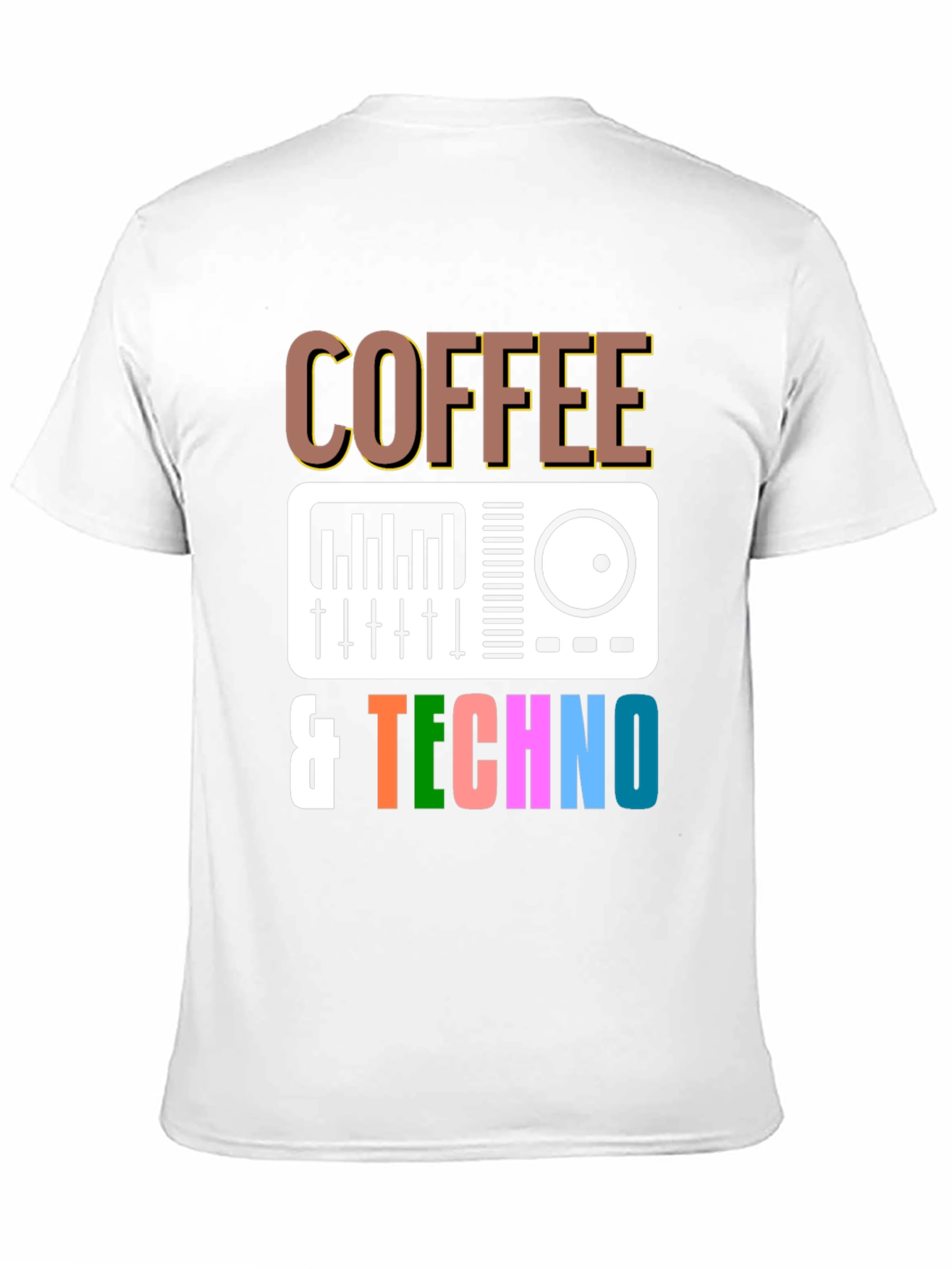 Coffee & Techno Graphic T-Shirt - DJ Mixer Design