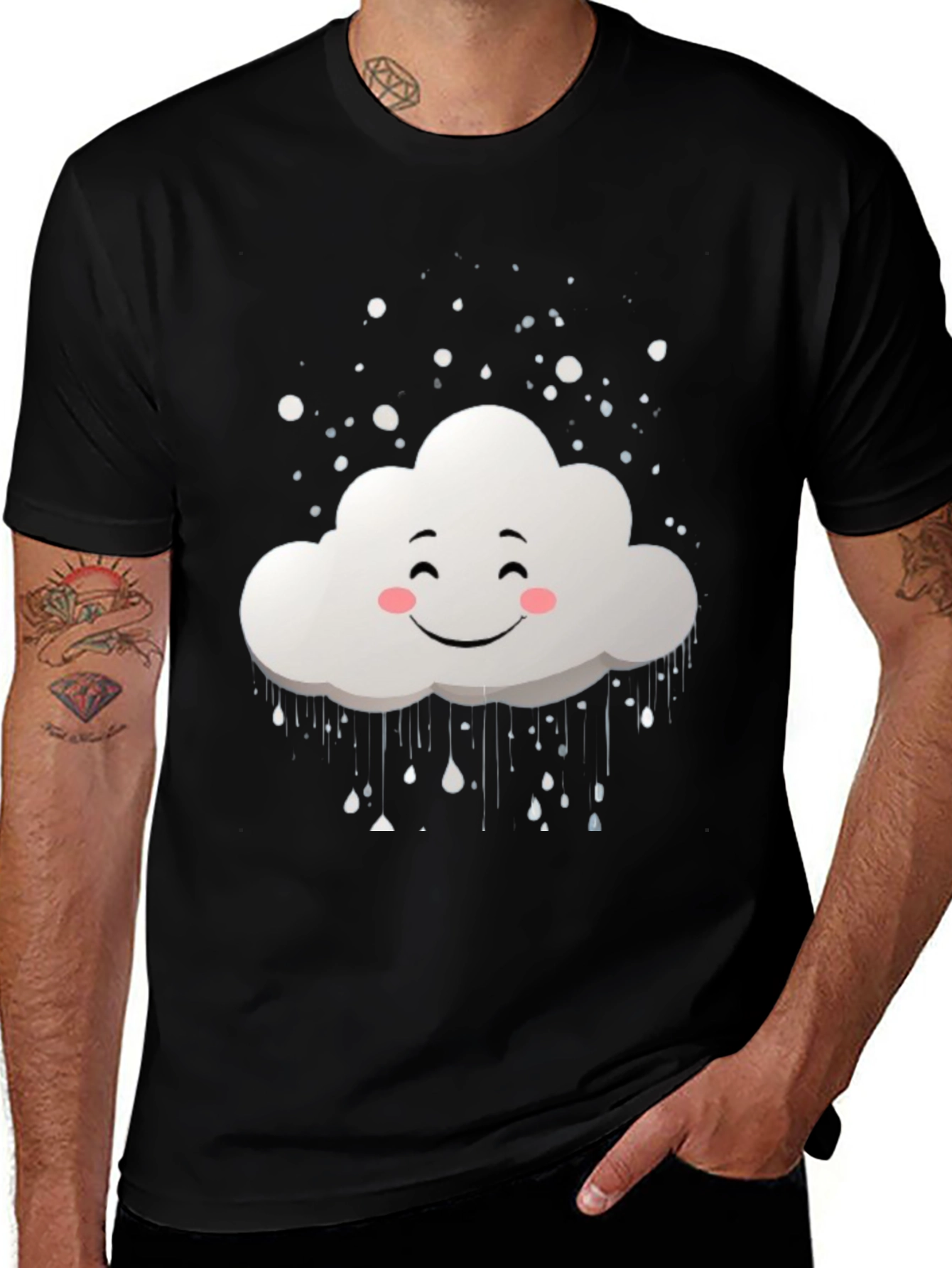 Smiling Cloud Graphic Black T-Shirt