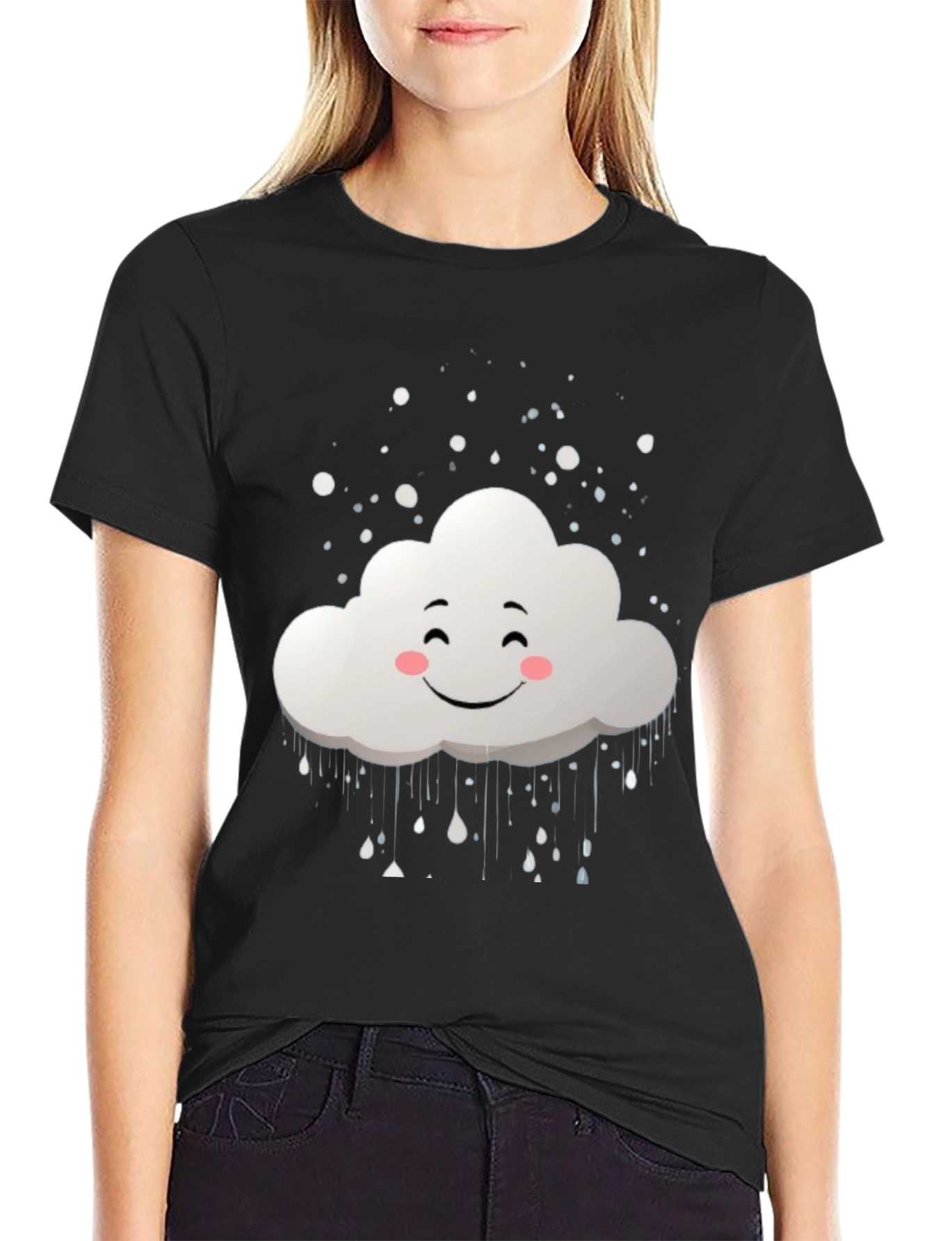 Smiling Cloud Graphic Black T-Shirt