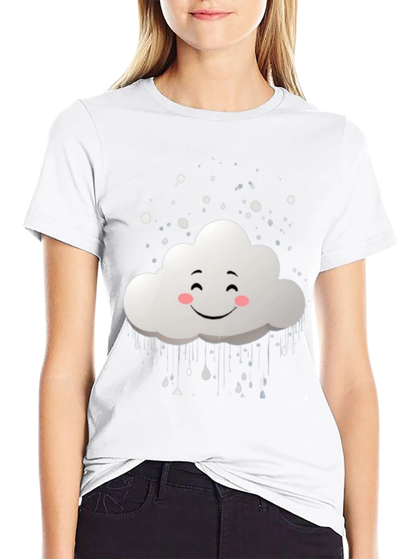 Smiling Cloud Graphic Black T-Shirt