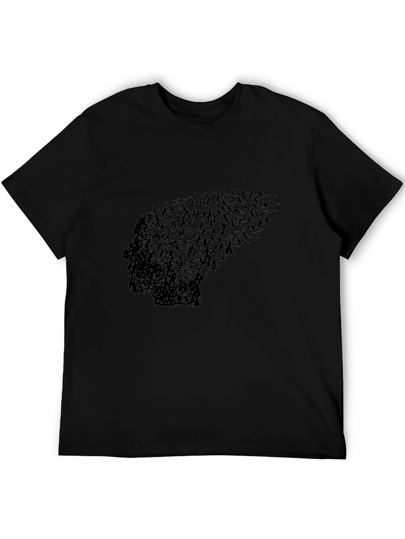 Abstract Bird Profile Black T-Shirt