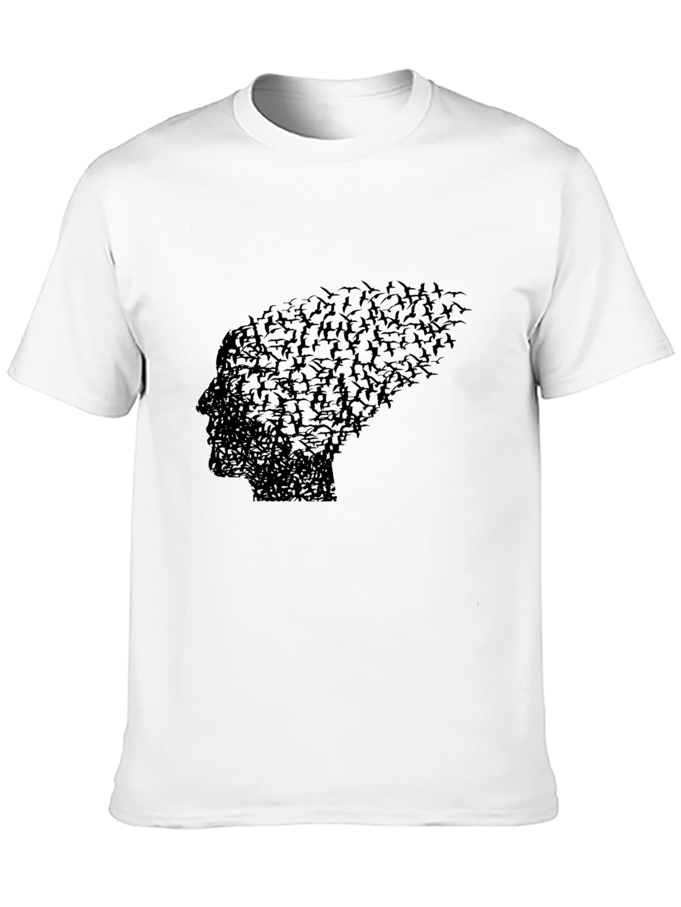 Abstract Bird Profile Black T-Shirt