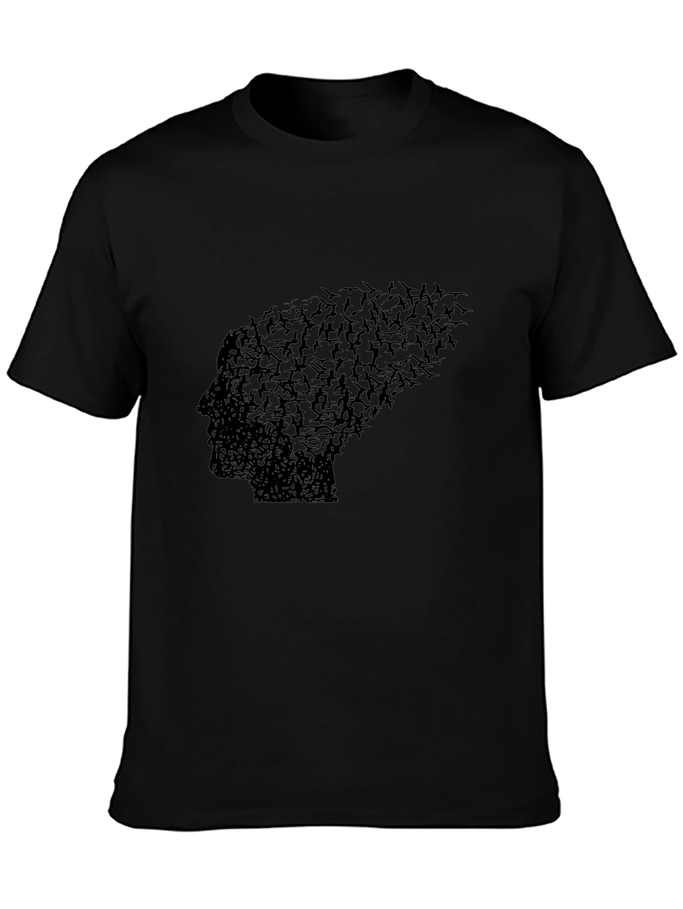 Abstract Bird Profile Black T-Shirt