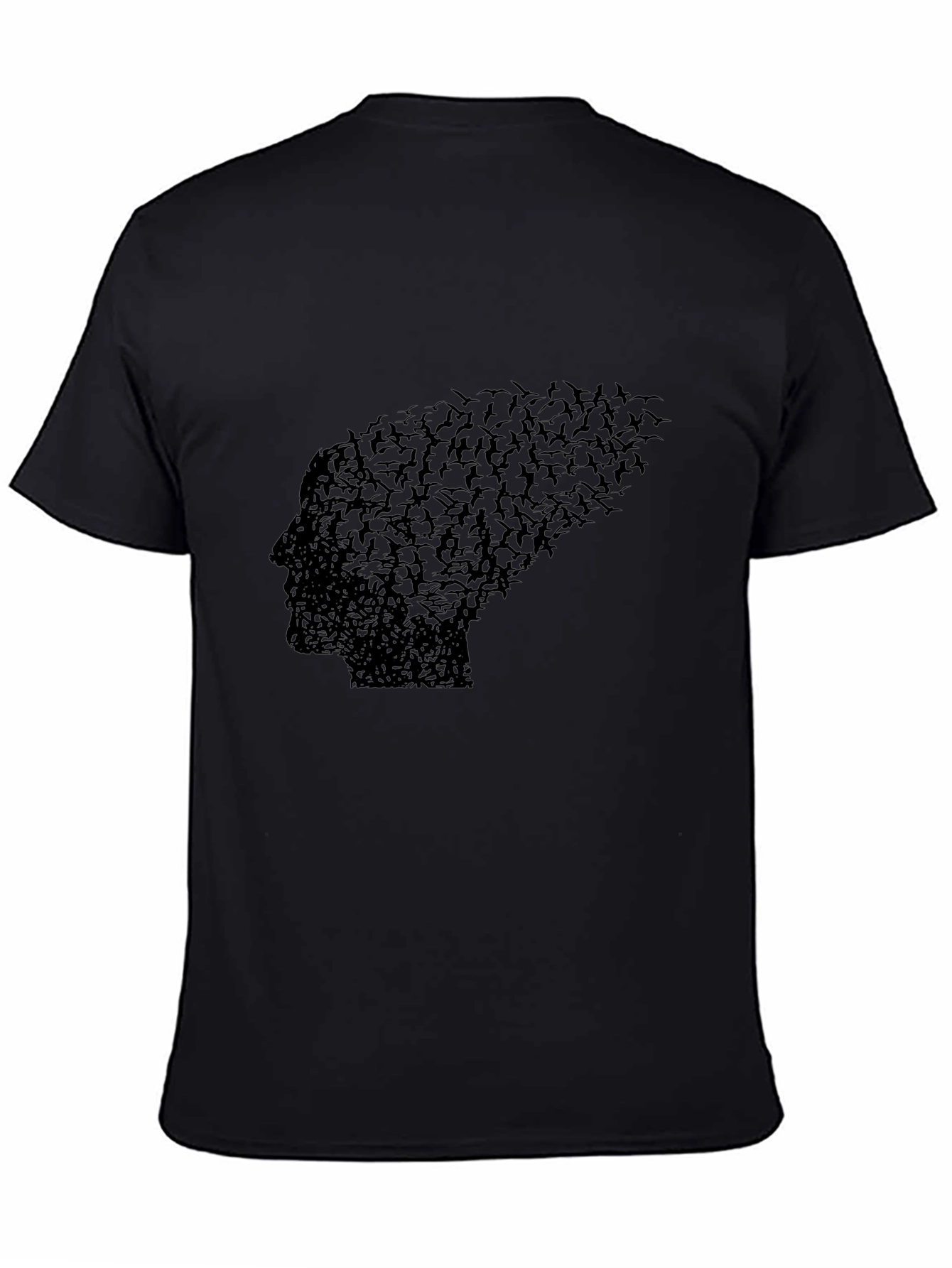 Abstract Bird Profile Black T-Shirt