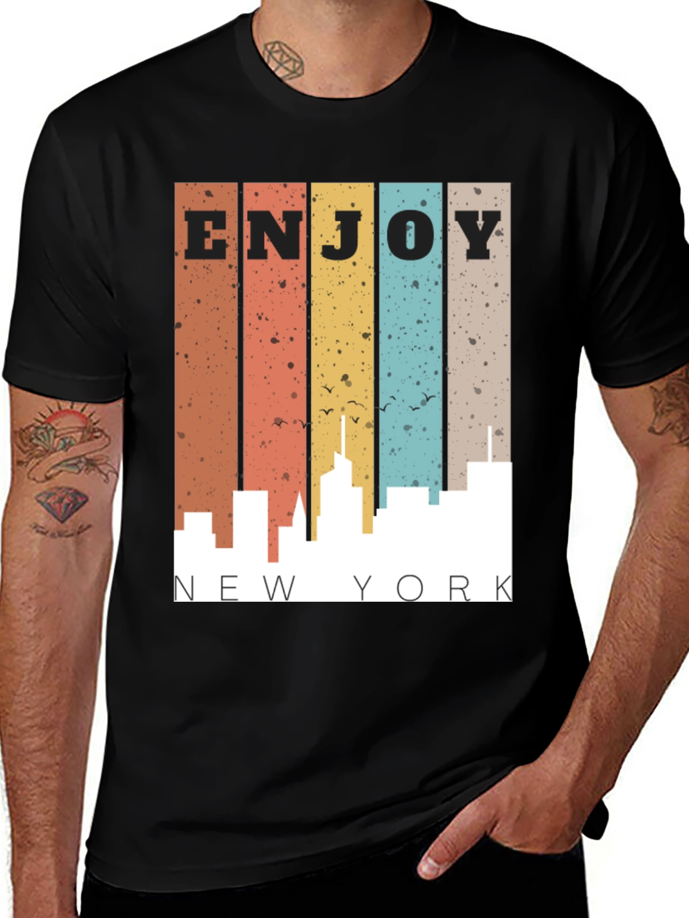 Retro Enjoy New York City Skyline Mens T-Shirt