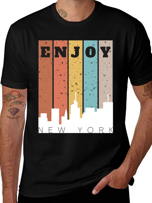 Retro Enjoy New York City Skyline Mens T-Shirt