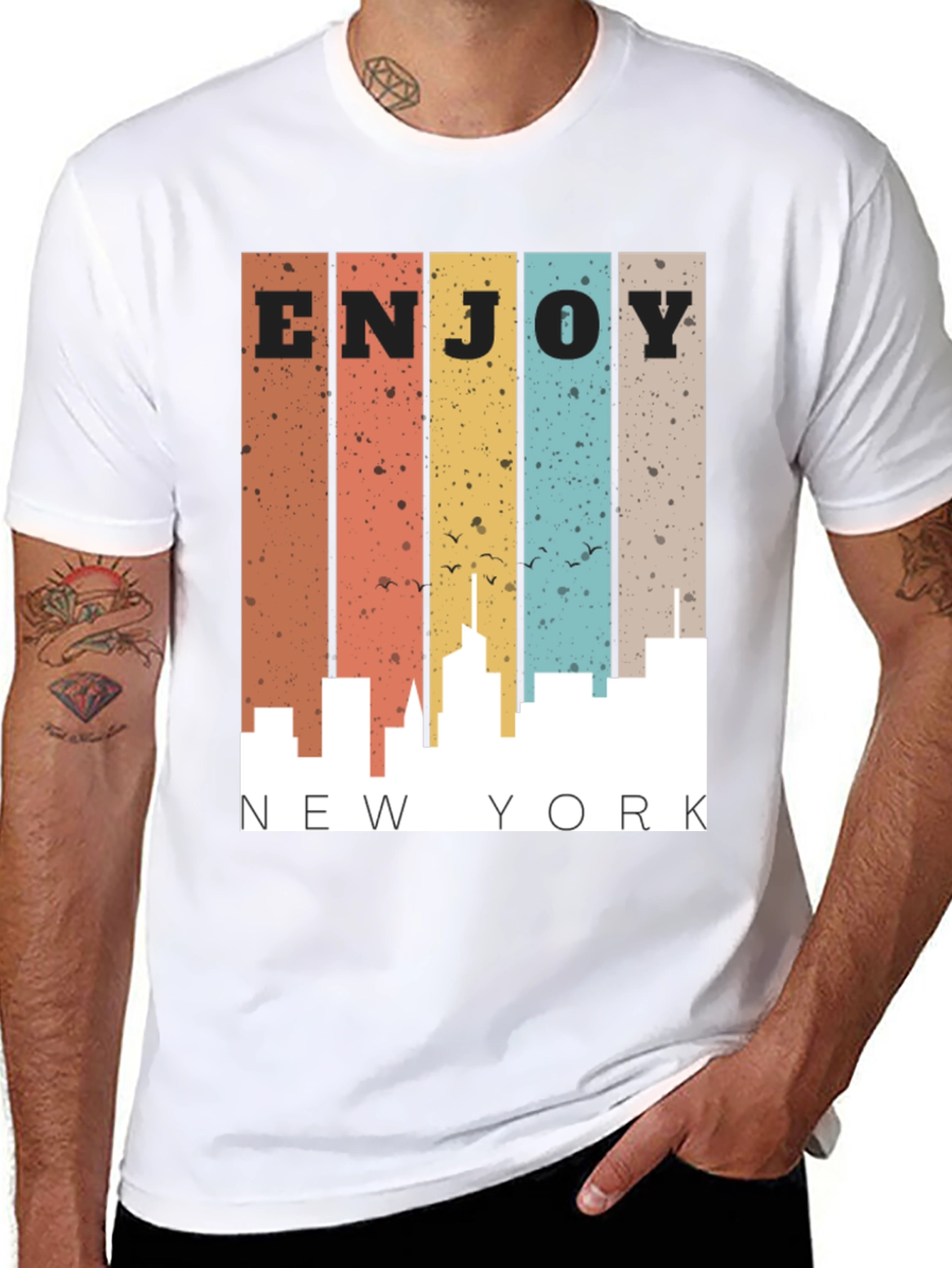 Retro Enjoy New York City Skyline Mens T-Shirt