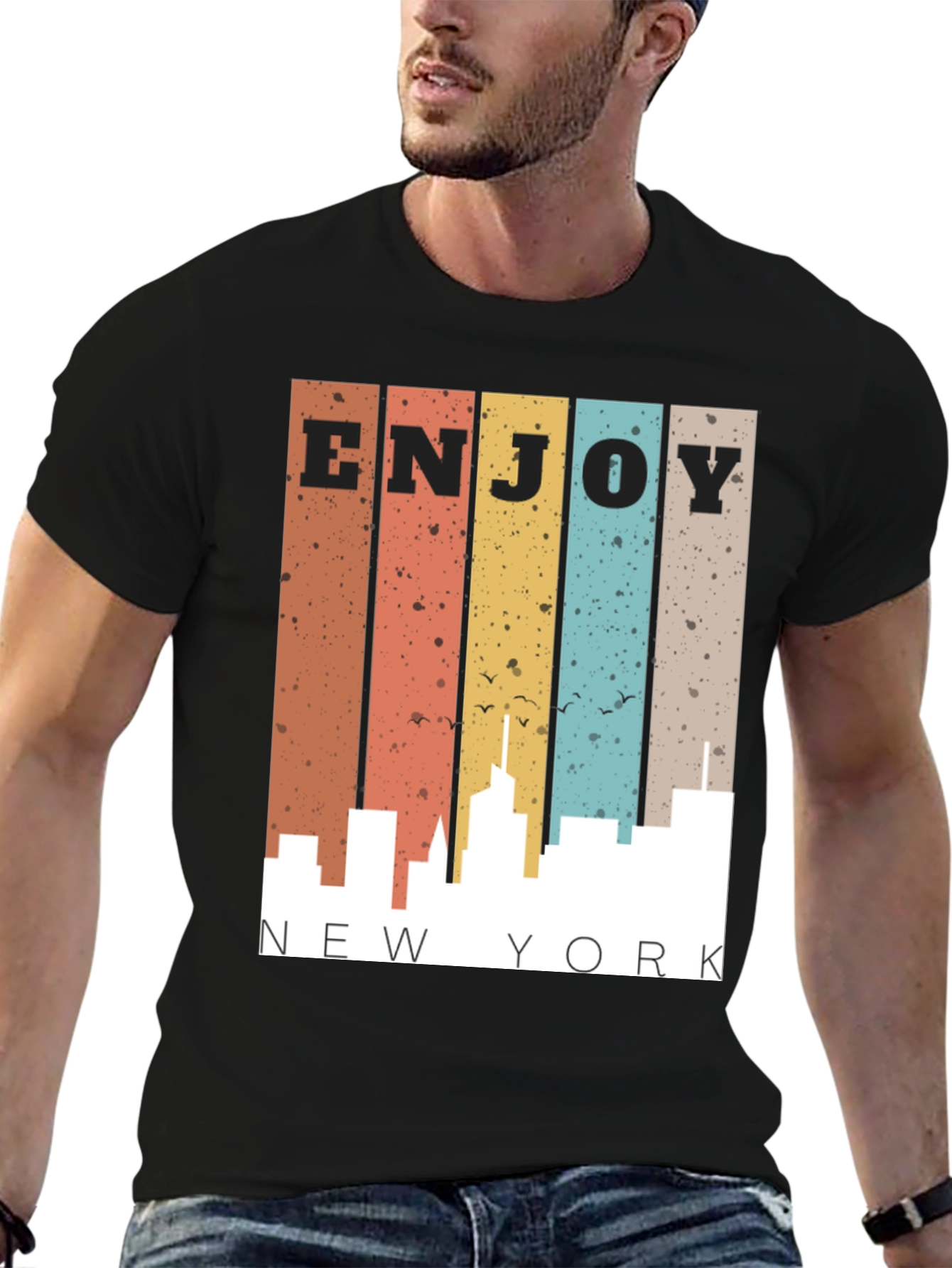 Retro Enjoy New York City Skyline Mens T-Shirt