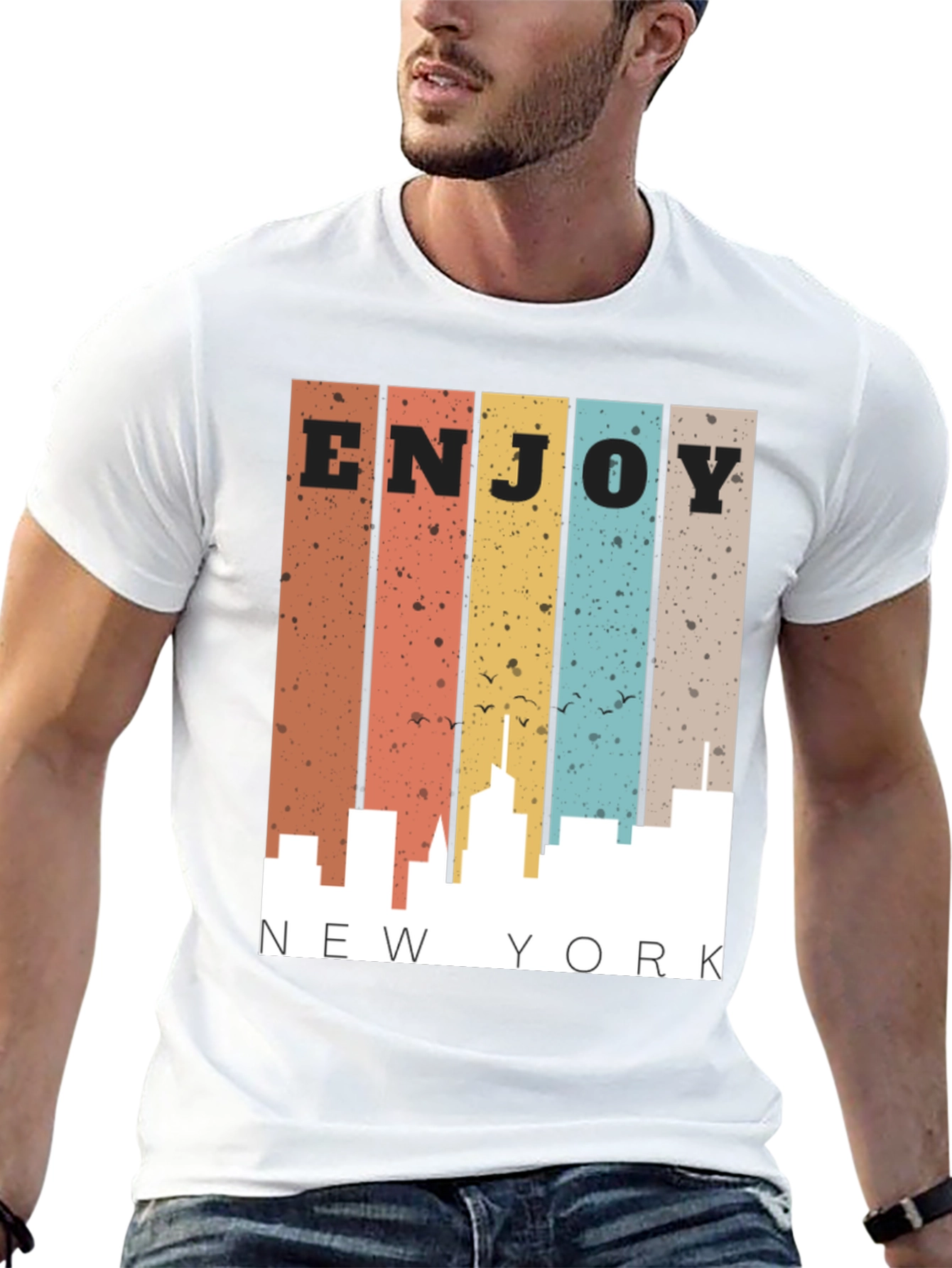 Retro Enjoy New York City Skyline Mens T-Shirt
