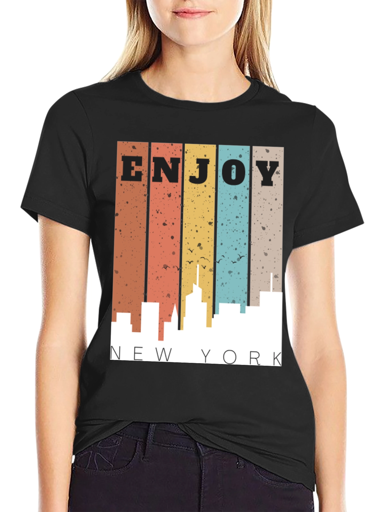 Retro Enjoy New York City Skyline Mens T-Shirt