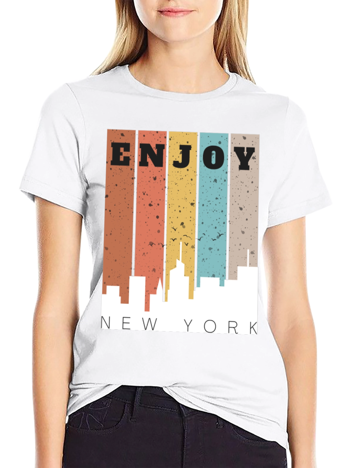 Retro Enjoy New York City Skyline Mens T-Shirt