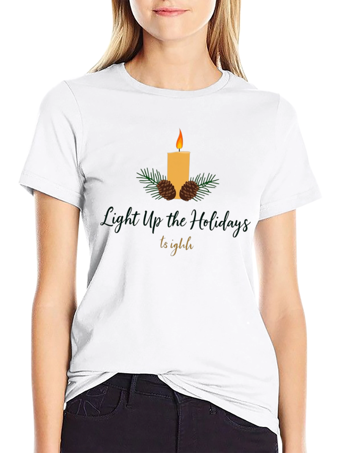 Festive Holiday Candle T-Shirt - Light Up The Holidays