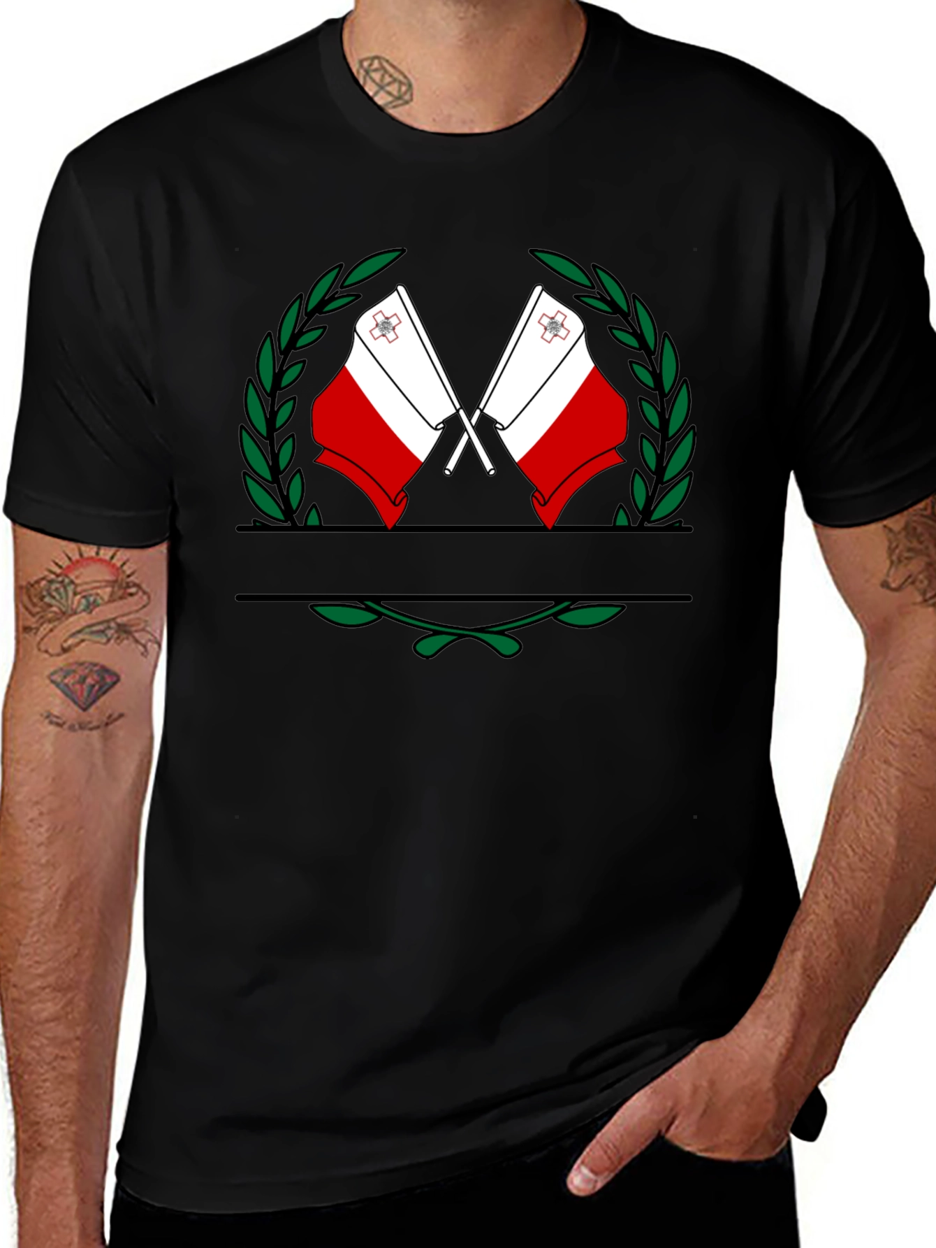 Maltese Flag T-Shirt - Black Cotton Tee