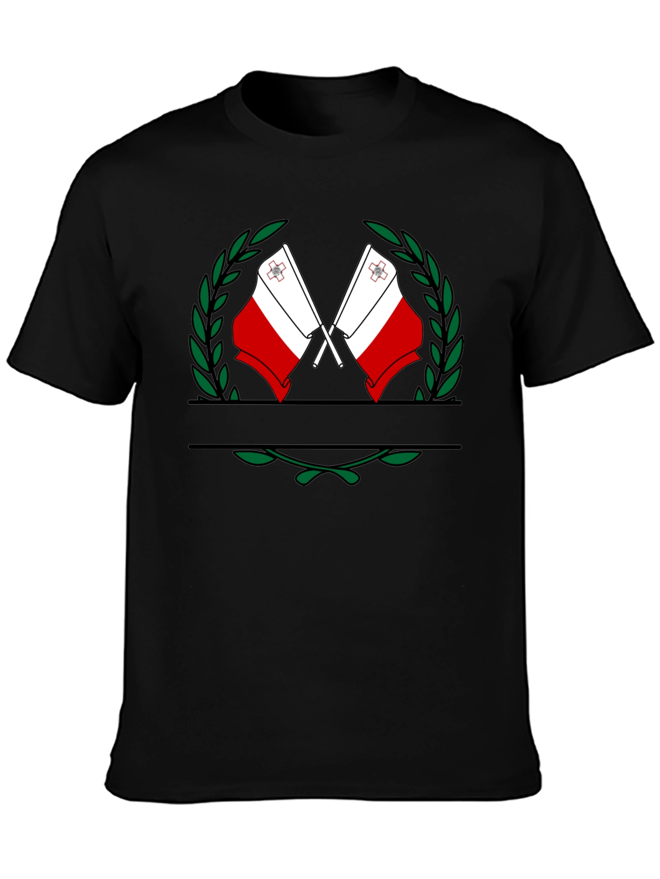 Maltese Flag T-Shirt - Black Cotton Tee