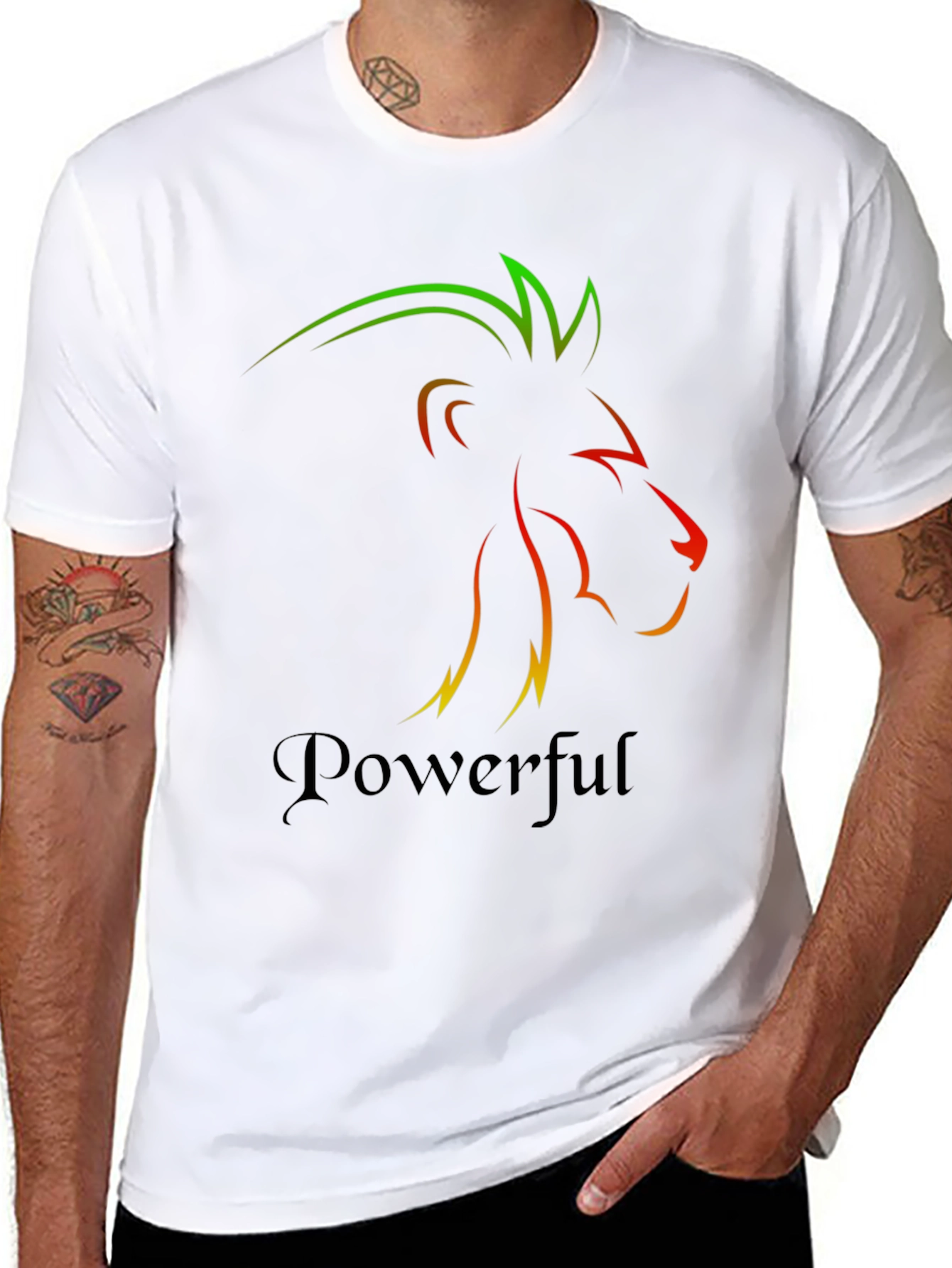 Powerful Lion Graphic Tee - Mens Black T-Shirt