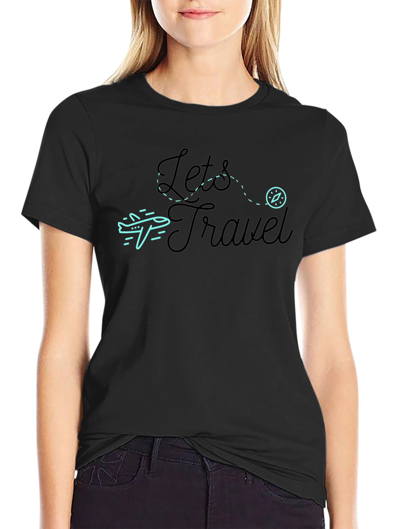 Lets Travel Graphic Tee - Black
