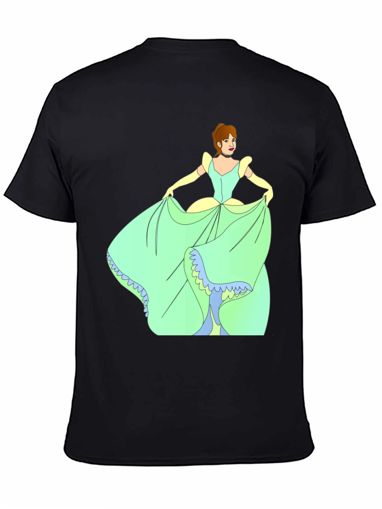 Cinderella Black T-Shirt Cartoon Graphic Tee