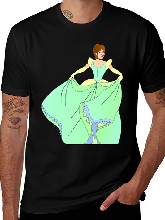Cinderella Black T-Shirt Cartoon Graphic Tee