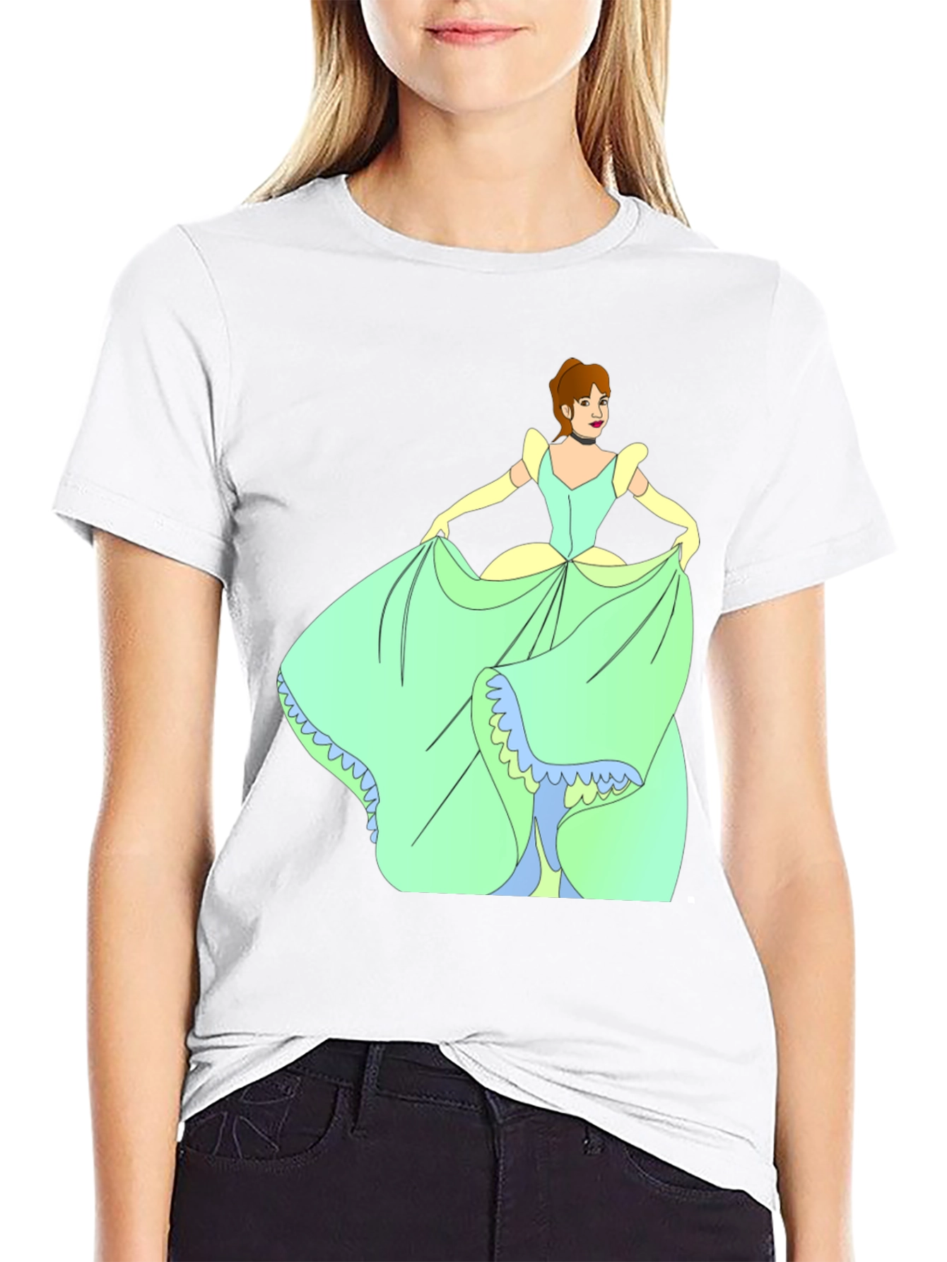 Cinderella Black T-Shirt Cartoon Graphic Tee