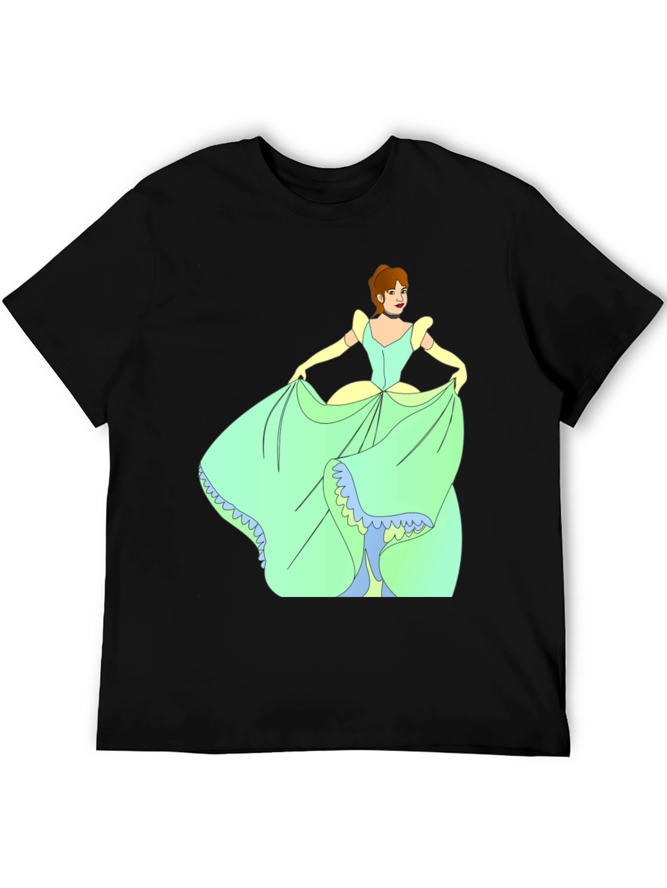 Cinderella Black T-Shirt Cartoon Graphic Tee