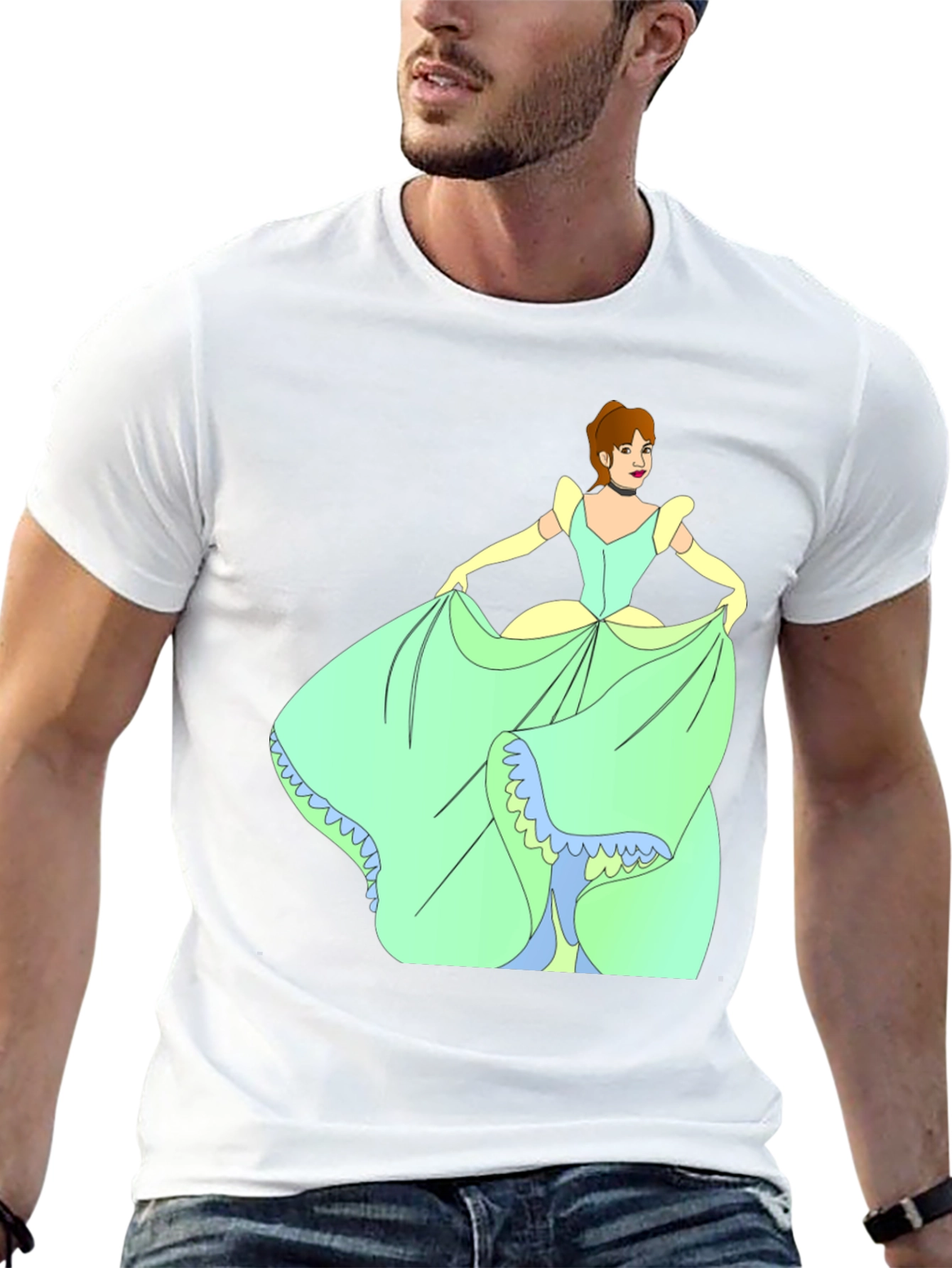 Cinderella Black T-Shirt Cartoon Graphic Tee