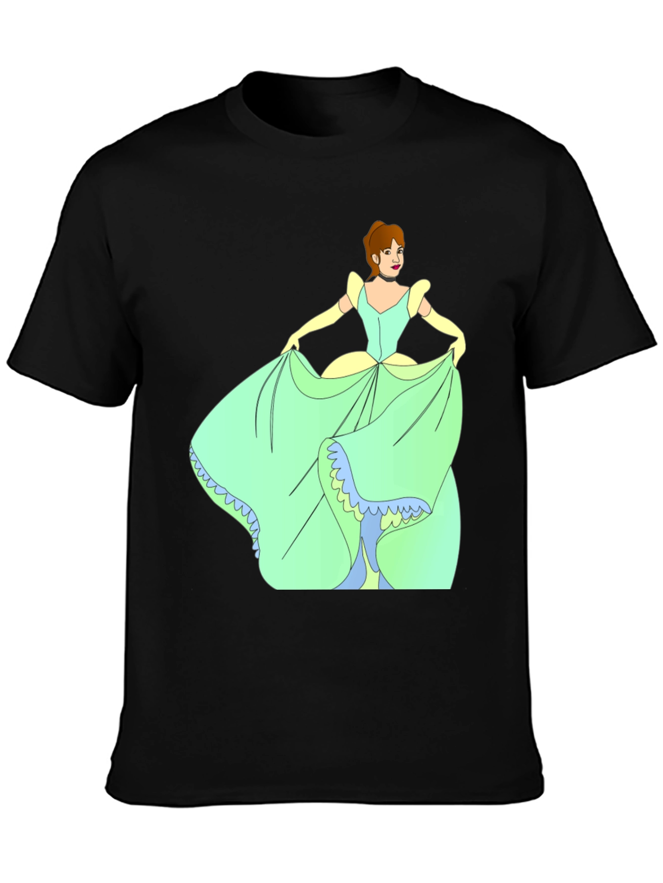 Cinderella Black T-Shirt Cartoon Graphic Tee