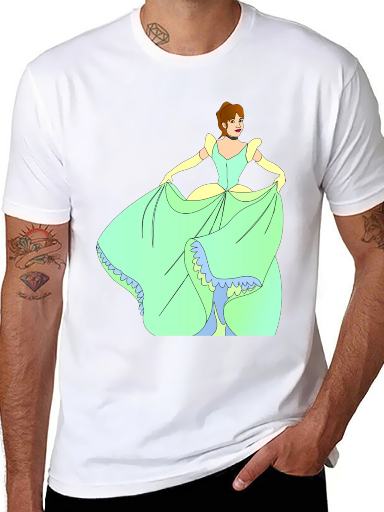 Cinderella Black T-Shirt Cartoon Graphic Tee