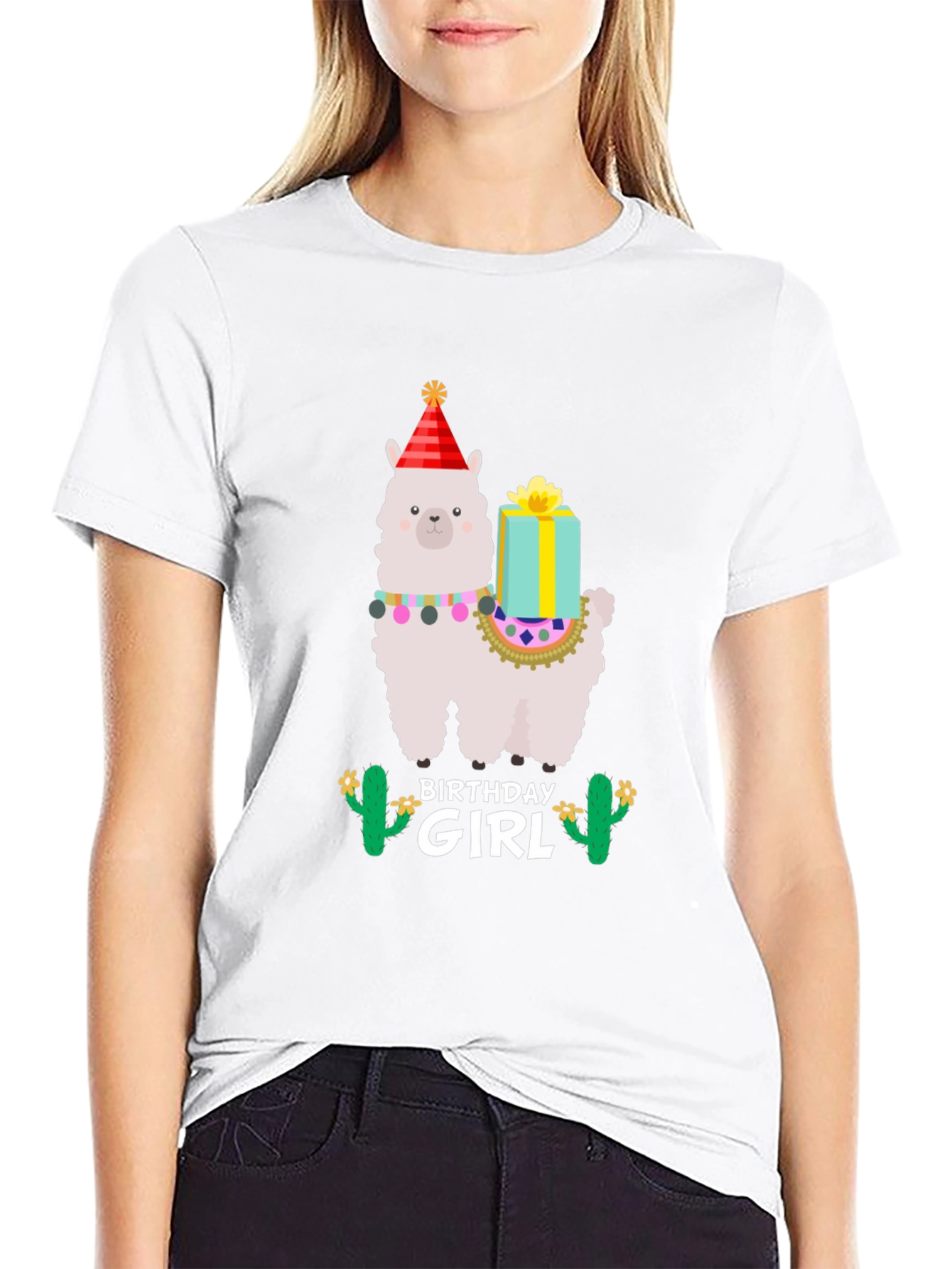 Birthday Girl Llama T-Shirt - Festive Celebration