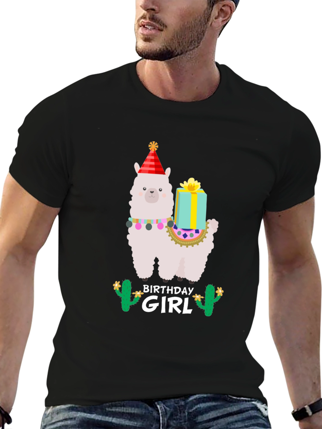 Birthday Girl Llama T-Shirt - Festive Celebration