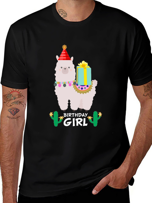 Birthday Girl Llama T-Shirt - Festive Celebration