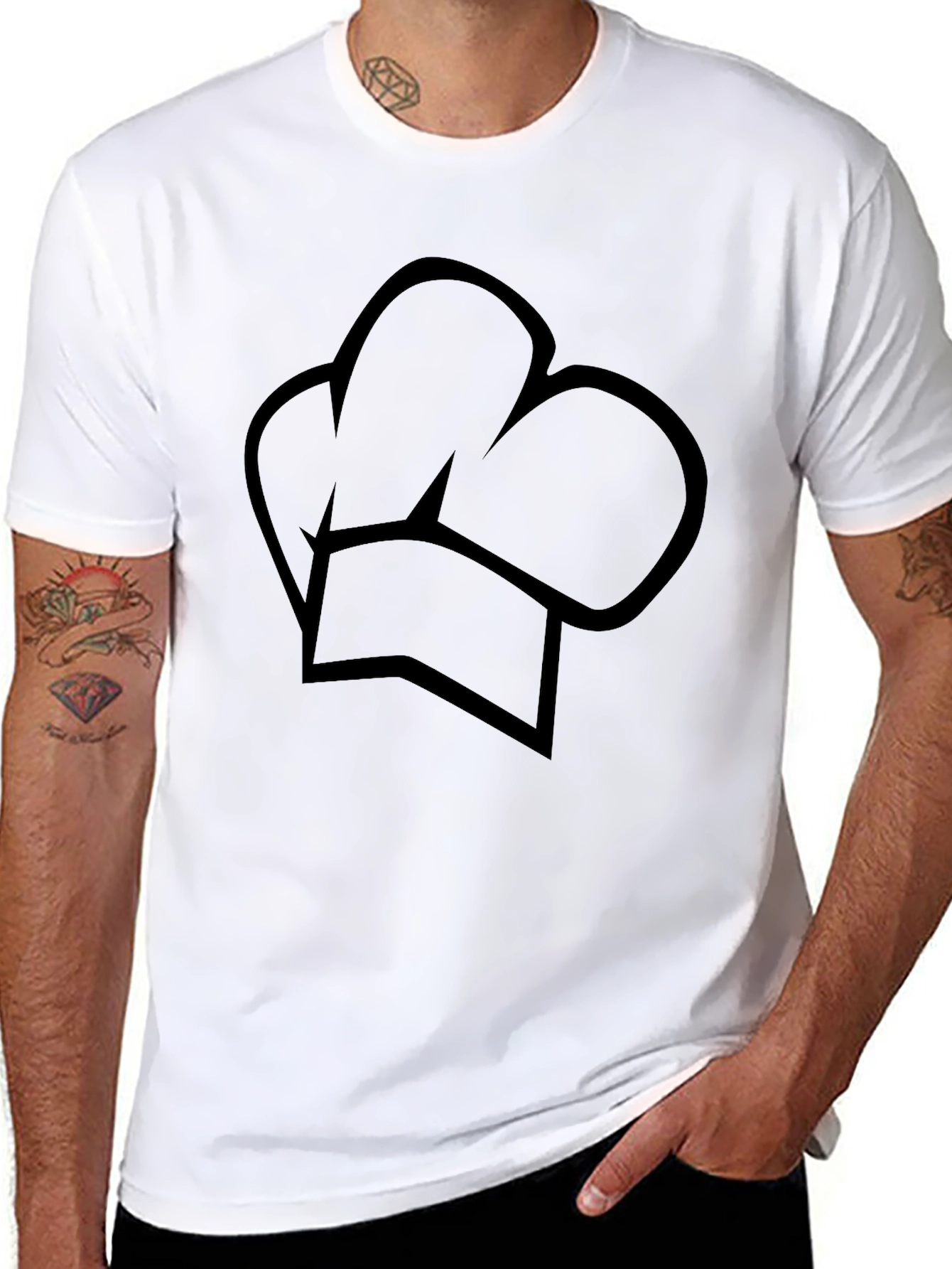 Chef Hat Graphic T-Shirt - Stylish Black Tee