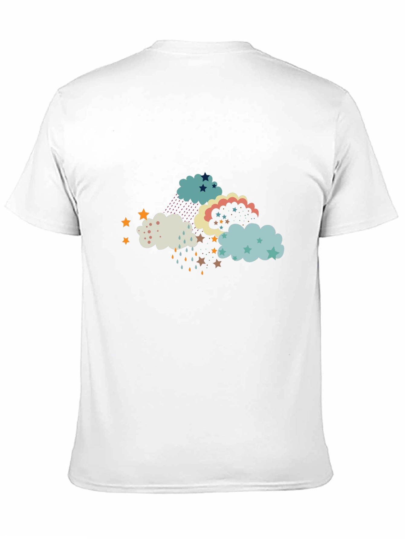 Cloud and Star Print Black T-Shirt